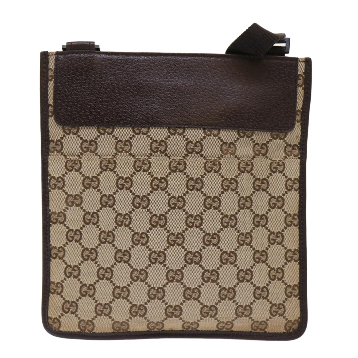 GUCCI GG Canvas Shoulder Bag Leather Beige 27639 yk7751