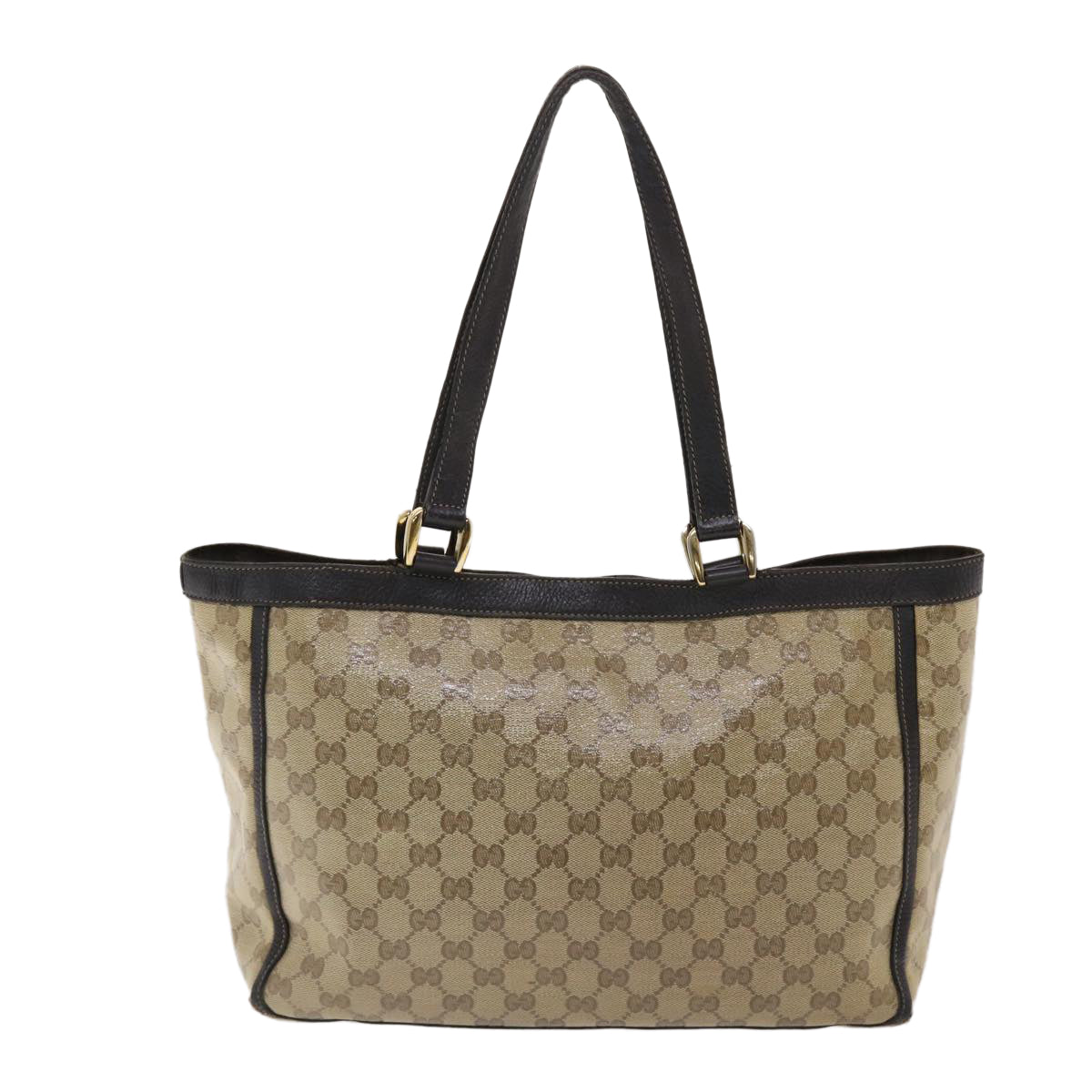GUCCI GG Canvas Tote Bag Coated Canvas Beige Dark Brown 268639 49291