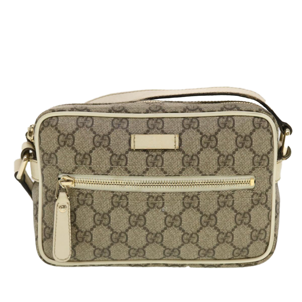 GUCCI GG Canvas Shoulder Bag PVC Leather Beige 201447 43748