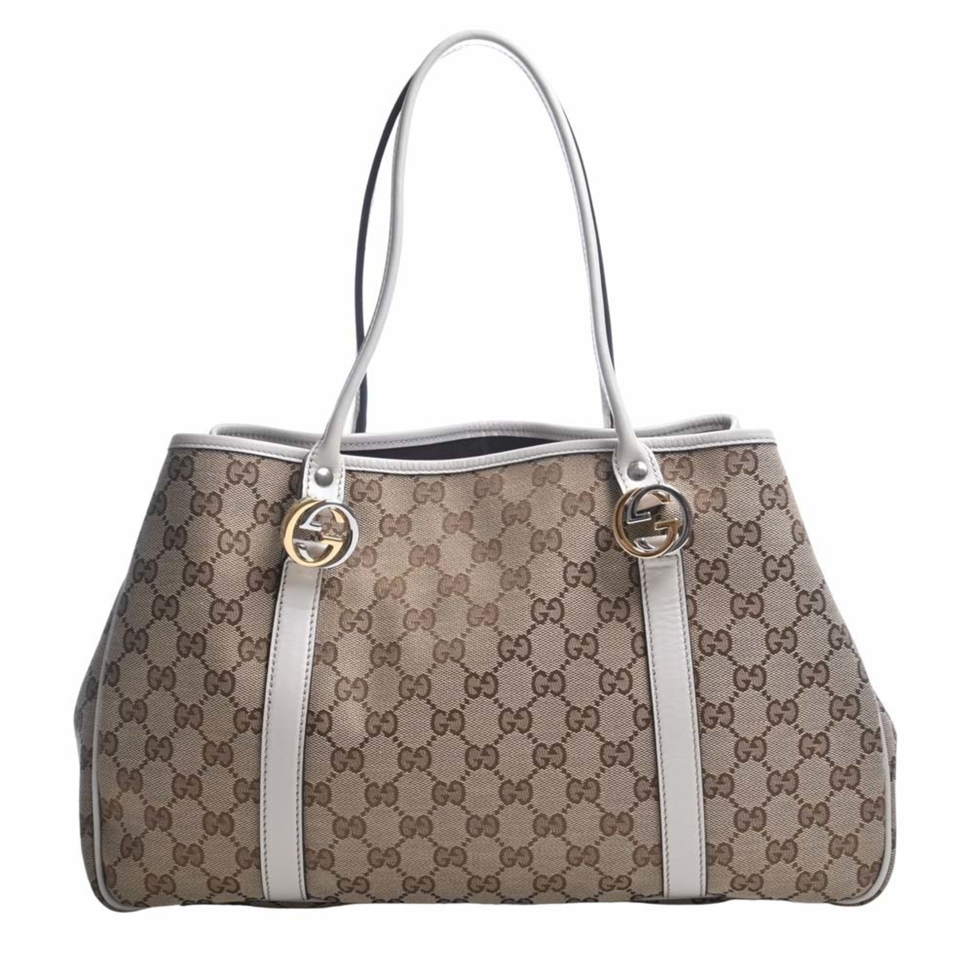 GUCCI GG Canvas Twins Tote Bag 232957 BeigeWhite Women's