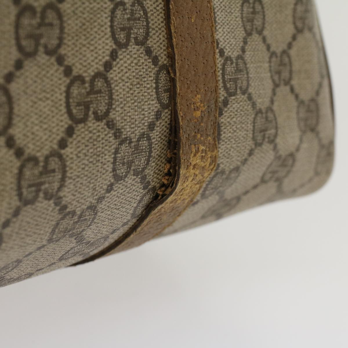 GUCCI GG Canvas Web Sherry Line Boston Bag PVC Leather Beige Green yk7856