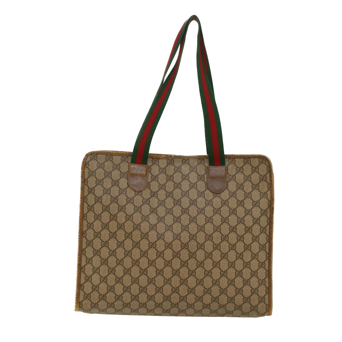 GUCCI GG Canvas Web Sherry Line Tote Bag Beige Red Green 89.02.997 ep1045