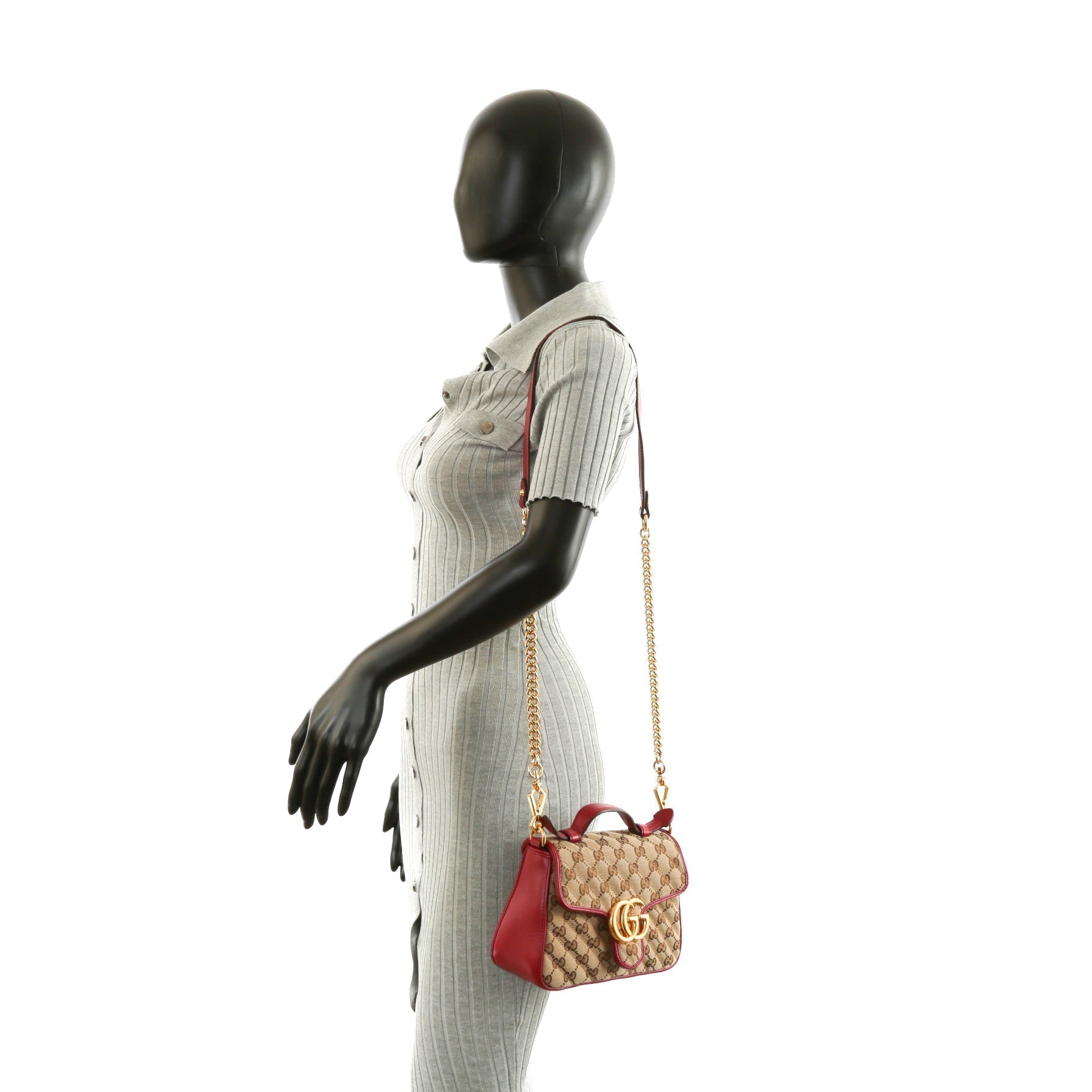 GUCCI GG Marmont Mini Tote Canvas wRed Trim