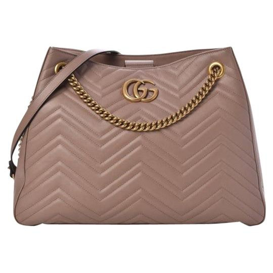 Gucci GG Marmont Shoulder Bag Calfskin Matelasse Medium Porcelain Rose Pink Leather Tote Women TopHandle Bags