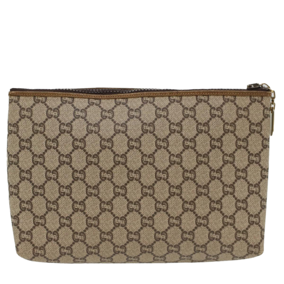 GUCCI GG Plus Canvas Clutch Bag PVC Leather Beige ep1228