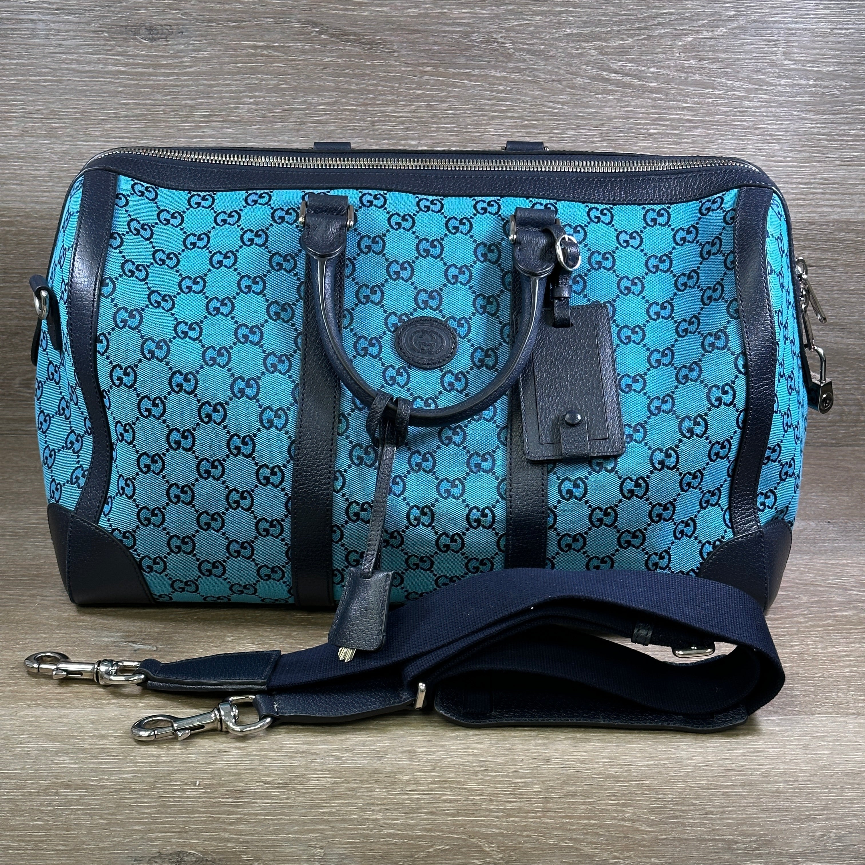 Gucci GG Quilted Canvas Duffle Bag Blue