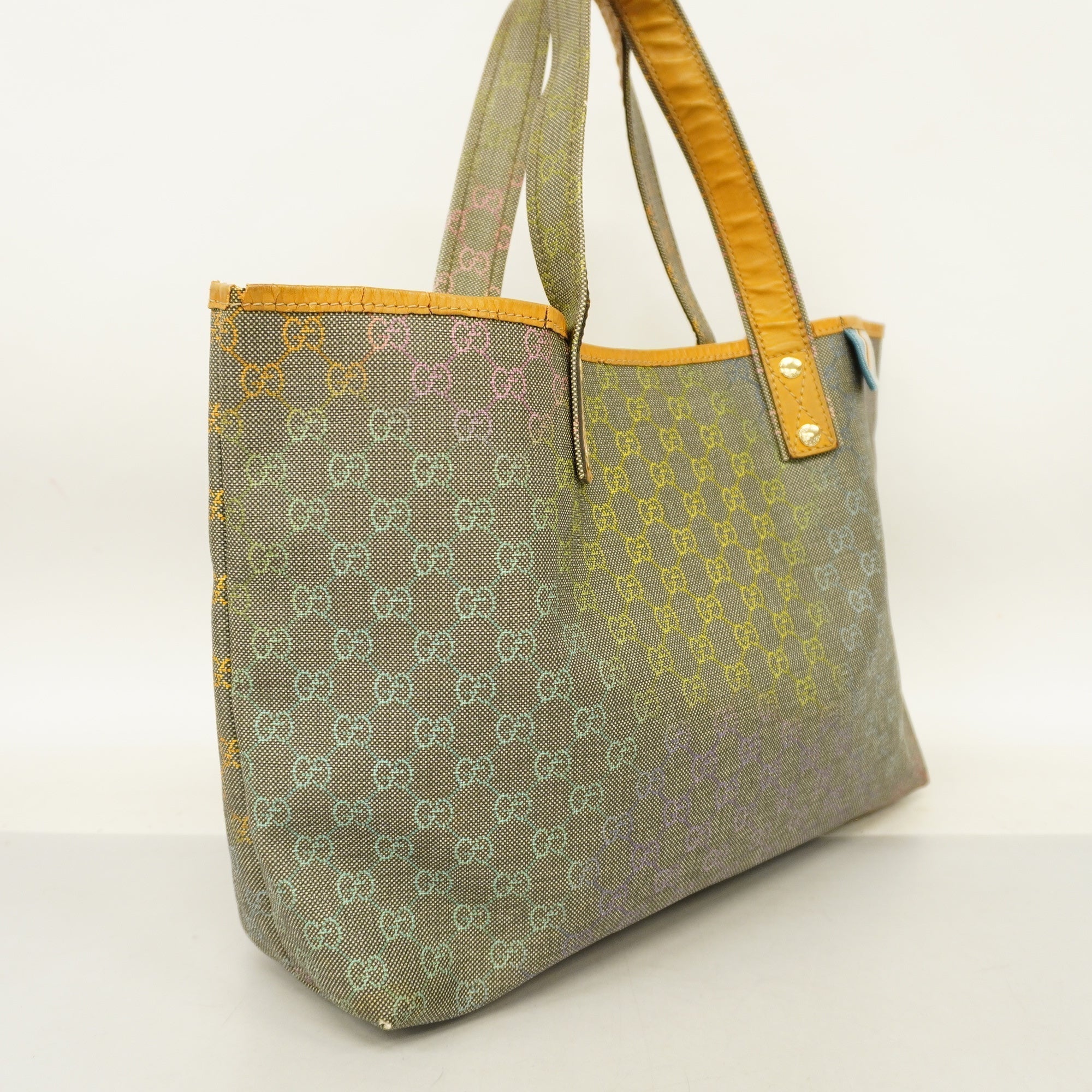 Gucci 211134 Women's GG Supreme,Leather Tote Bag Beige,Black,Multicolor