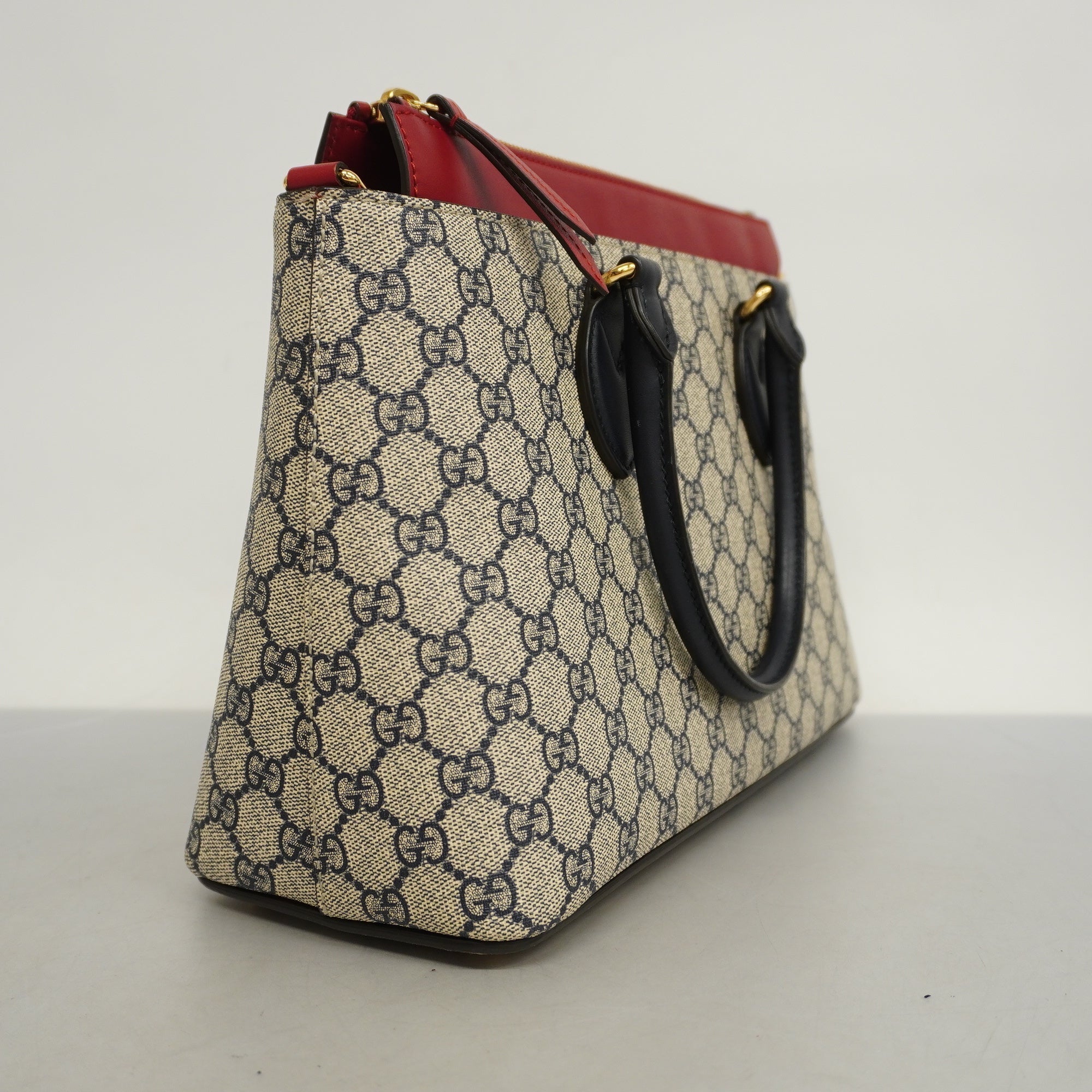 Gucci 2way Bag 409534 Women's GG Supreme HandBag,Shoulder Bag Navy,Red