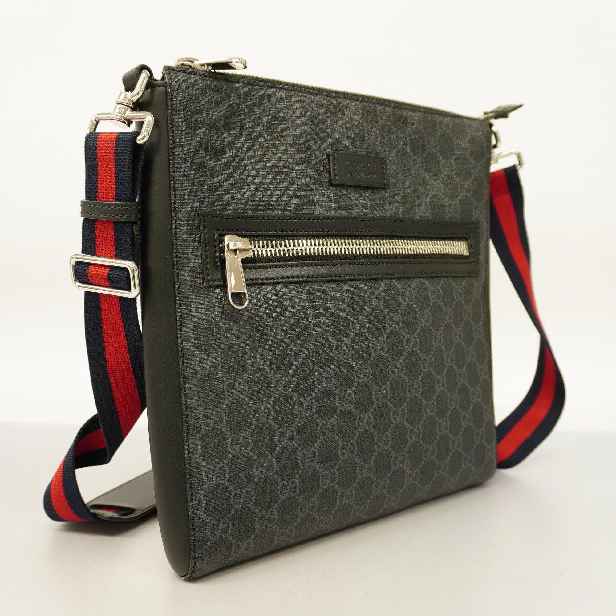 Gucci 474137 Men's PVC,Leather Shoulder Bag Black