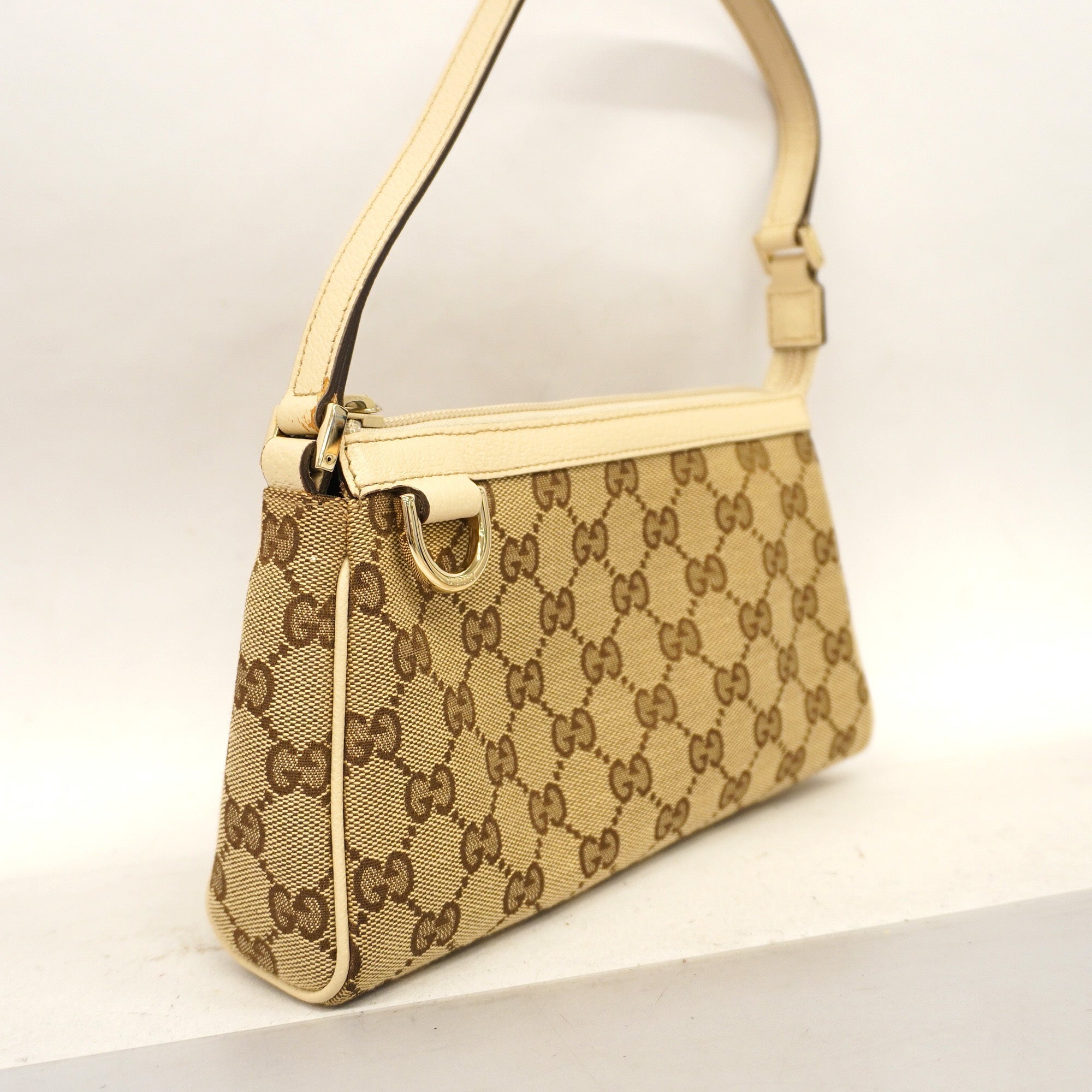 Gucci GG Canvas Pouch 145750 Women's Pouch Beige,Ivory