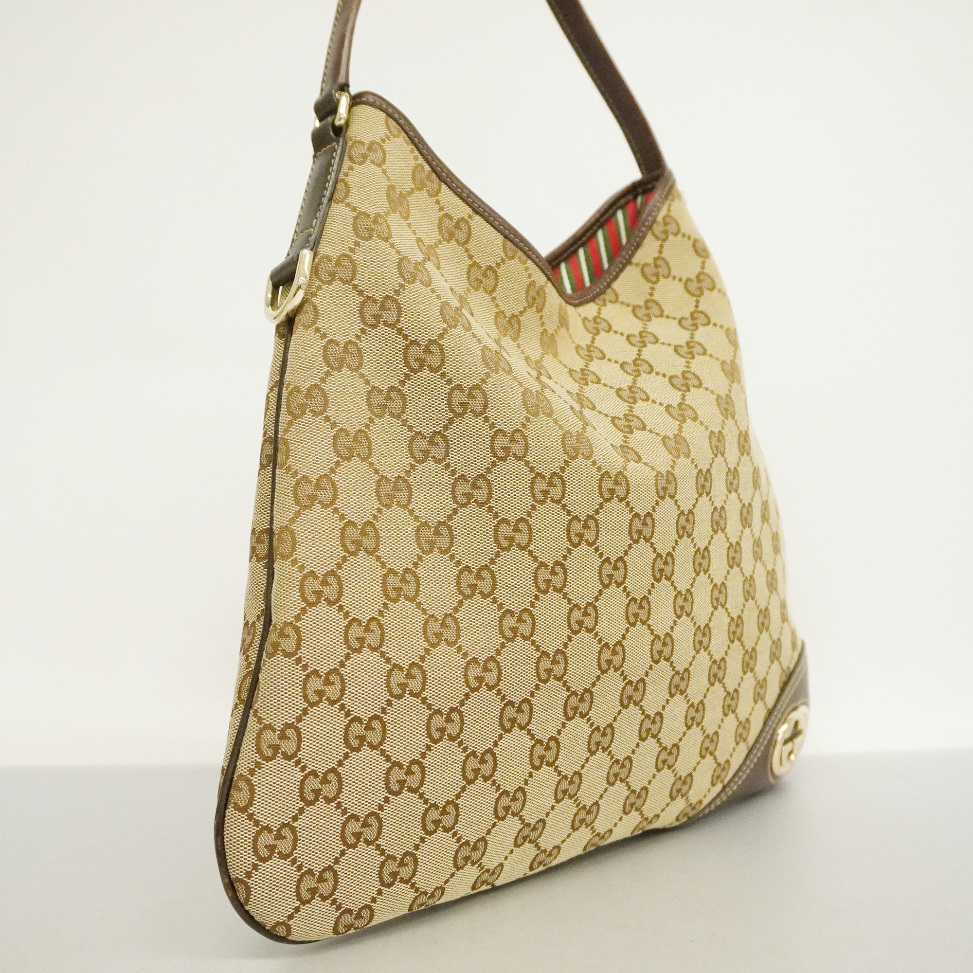 Gucci GG Canvas 169947 Women's GG Canvas,Leather Tote Bag Beige