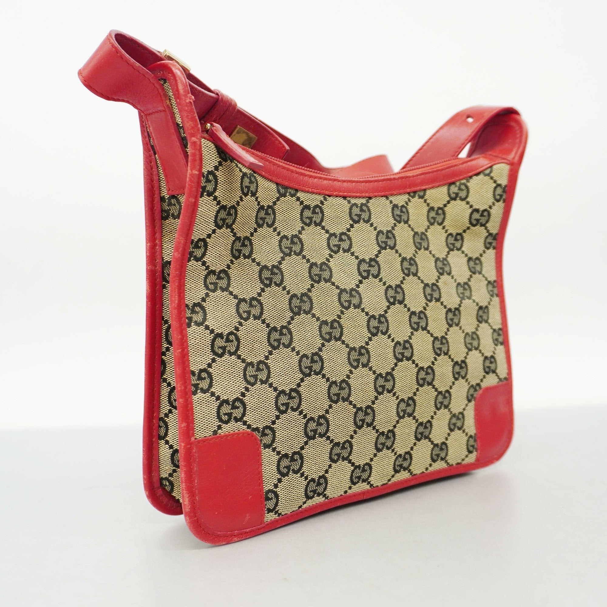 Gucci GG Canvas Shoulder Bag 001 4206 Women's Navy,Red Color