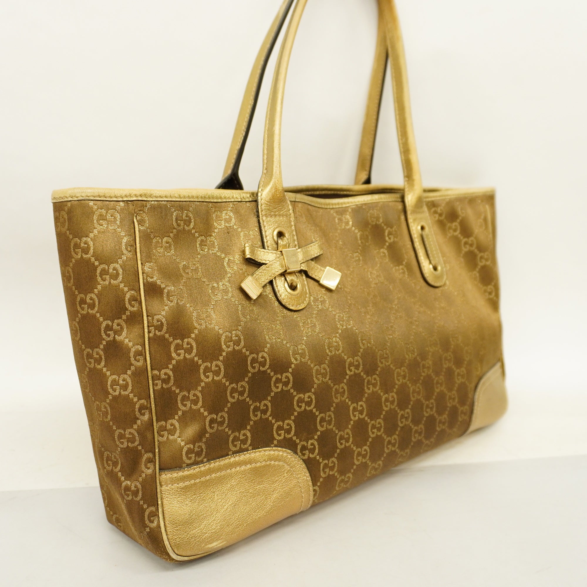Gucci Princey 163805 Women's Nylon,Leather Tote Bag Brown