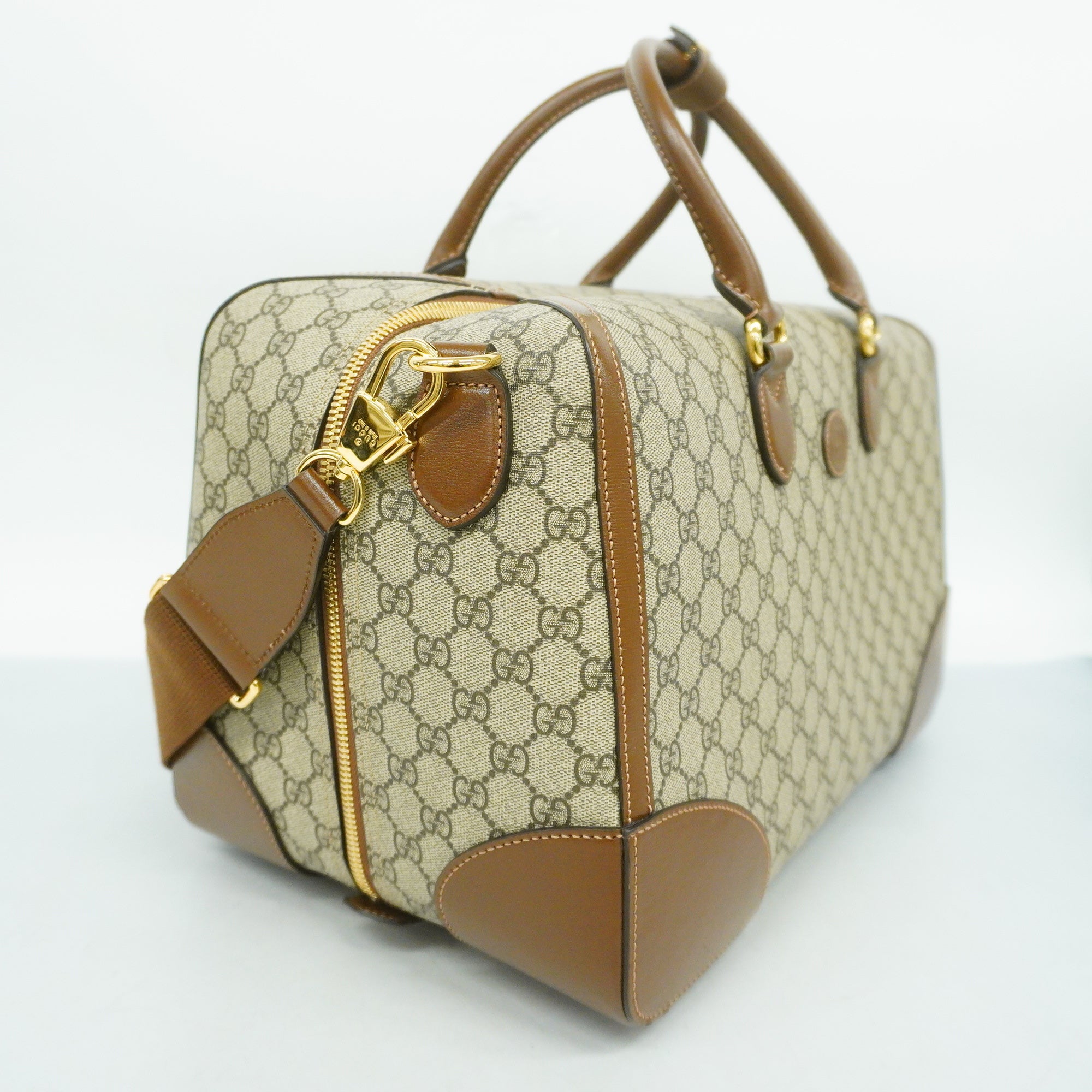 Gucci Interlocking G 322055 Unisex GG Supreme Boston Bag Beige,Brown