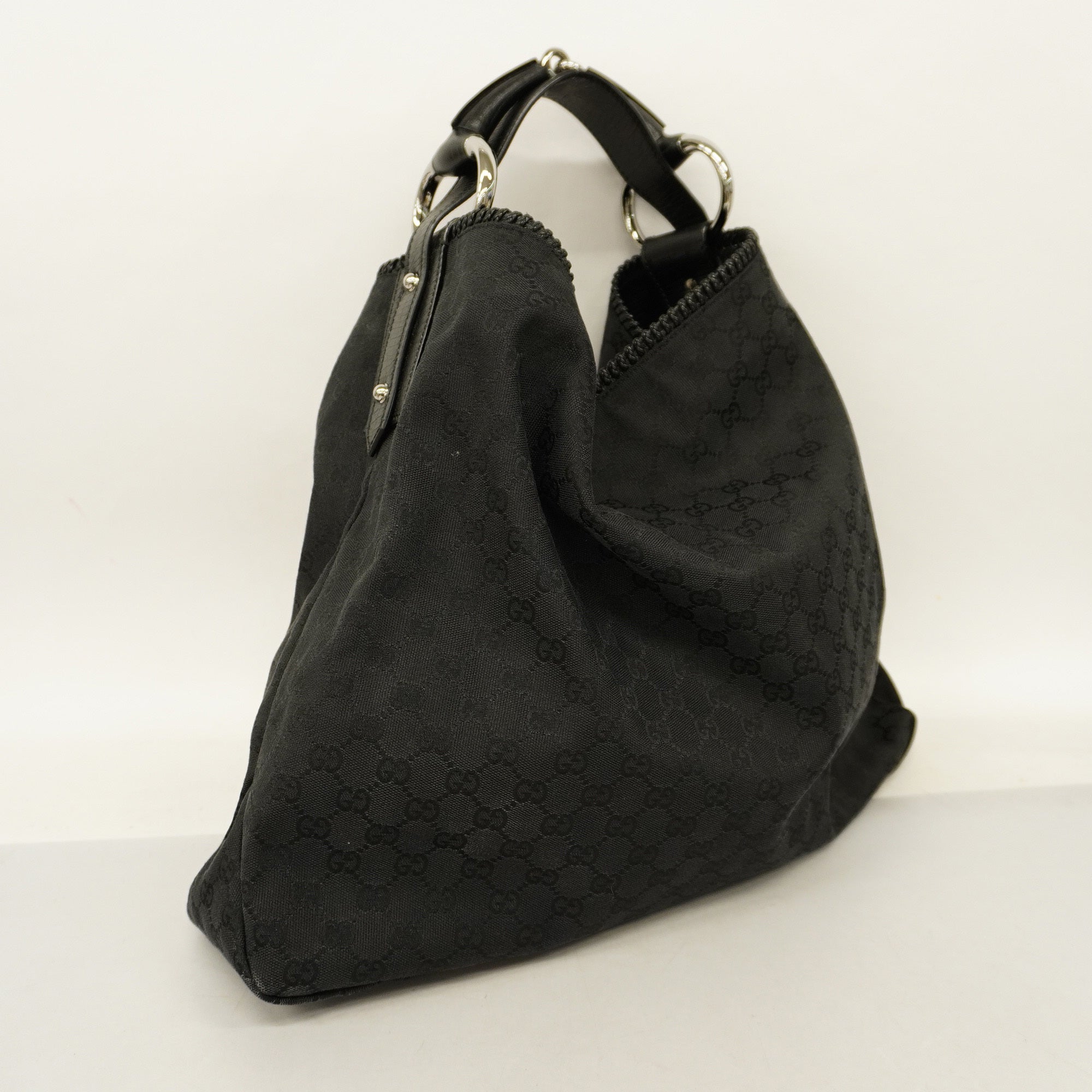 Gucci Horsebit Shoulder Bag 114900 Women's GG Canvas Shoulder Bag Black
