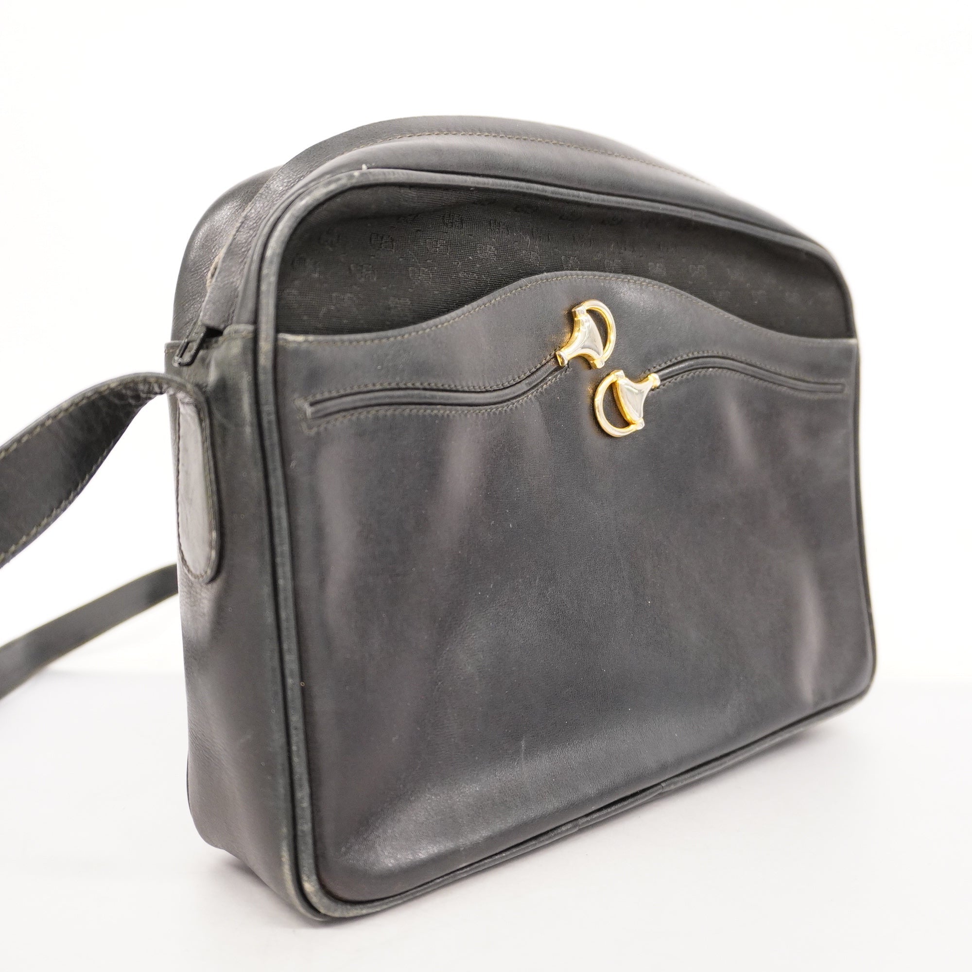 Gucci Micro GG 22 001 3100 Women's Canvas,Leather Shoulder Bag Black