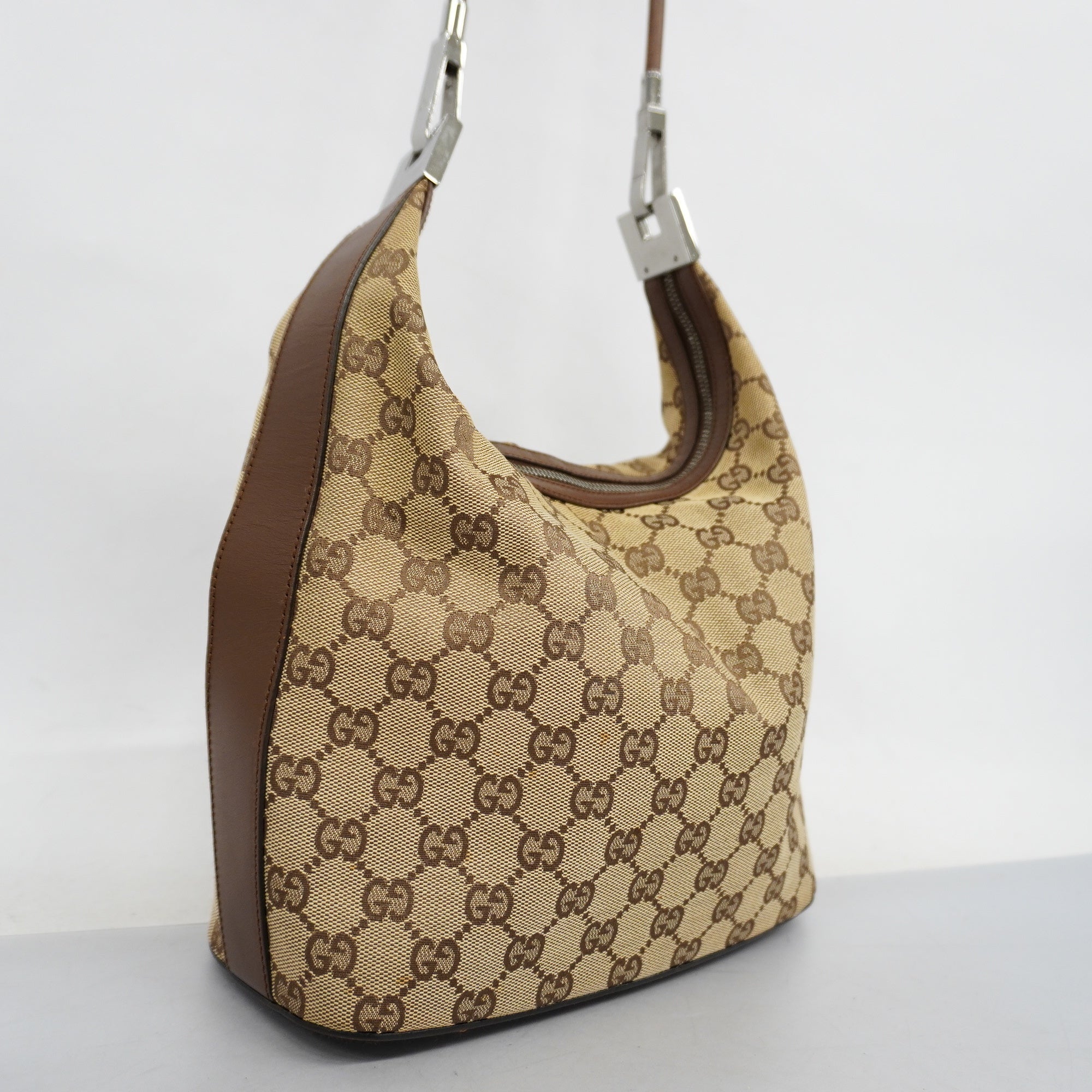 Gucci Shoulder Bag 001 3814 GG Canvas,Leather Shoulder Bag Beige,Brown