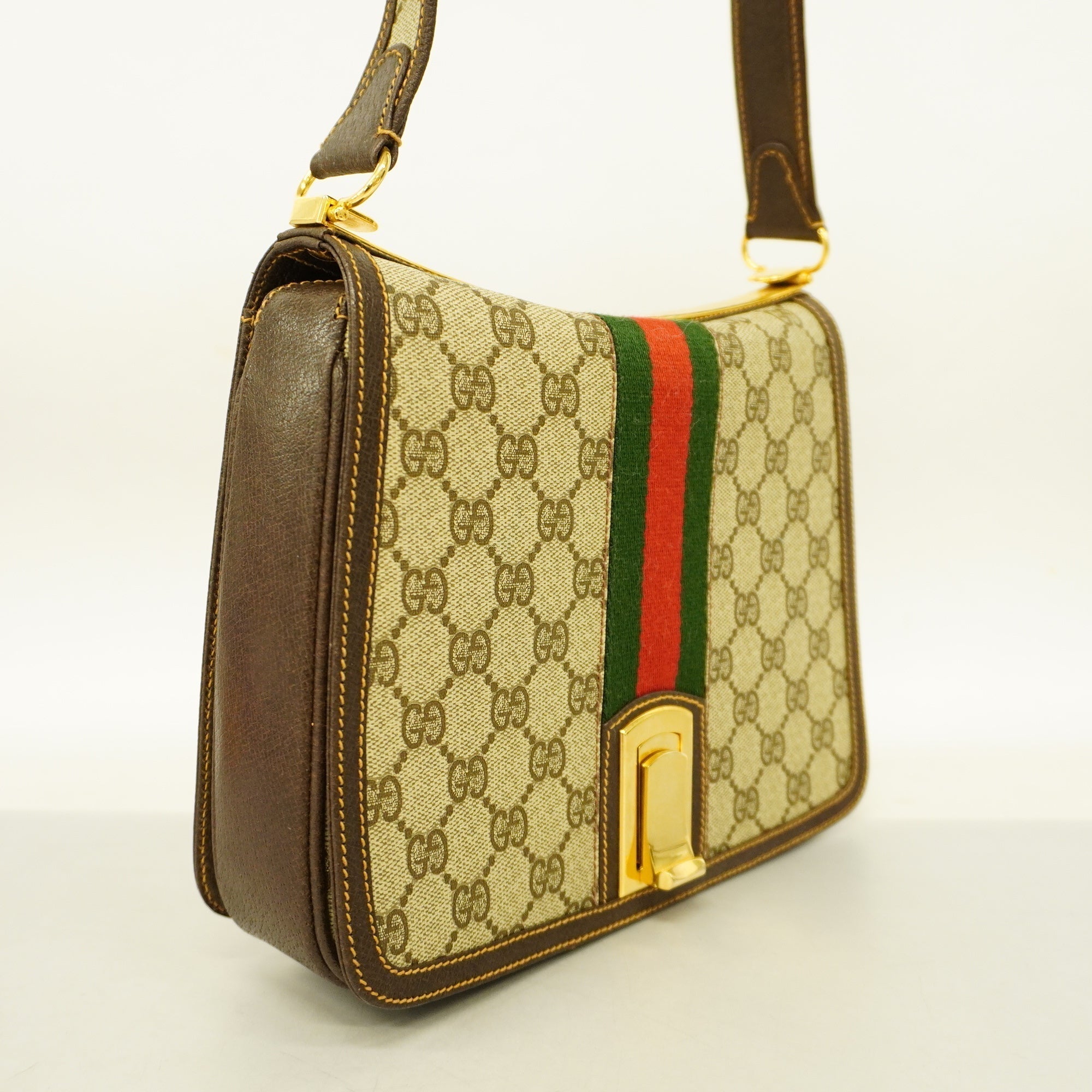 Gucci Sherry Line Women's GG Supreme,Leather Shoulder Bag Beige,Brown