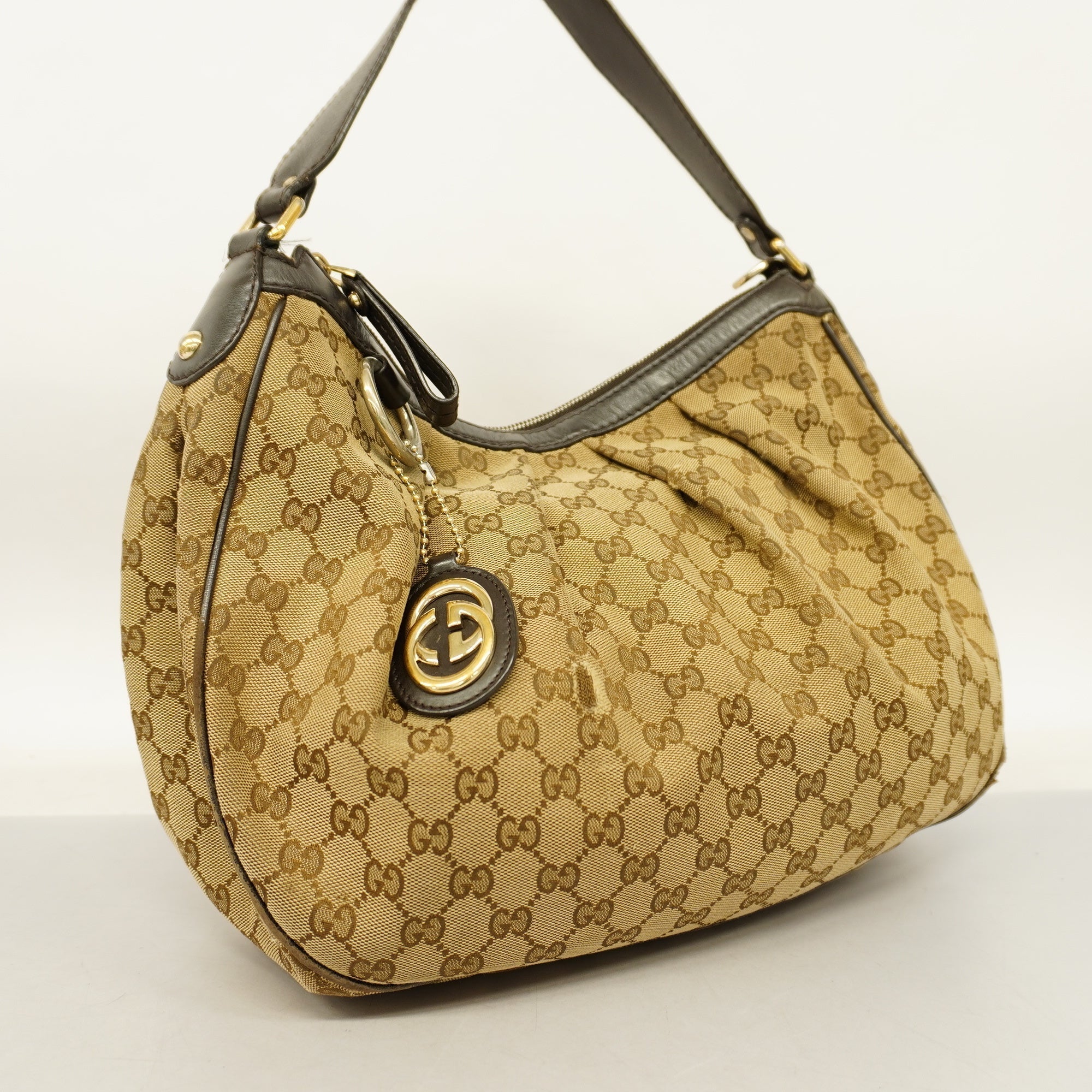 Gucci Sukey Shoulder Bag 232955 GG Canvas,Leather Shoulder Bag Beige,Brown