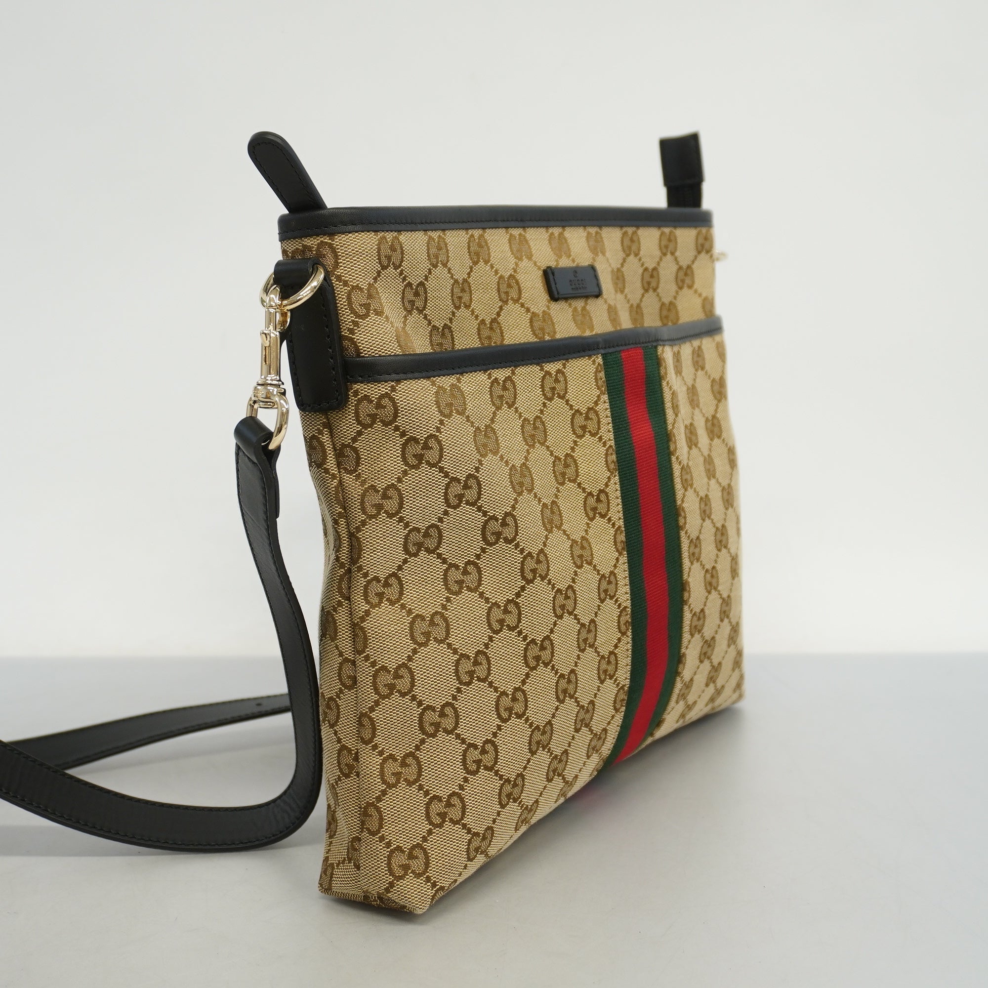 Gucci Sherry Line 388926 Unisex GG Canvas,Leather Shoulder Bag Beige,Black