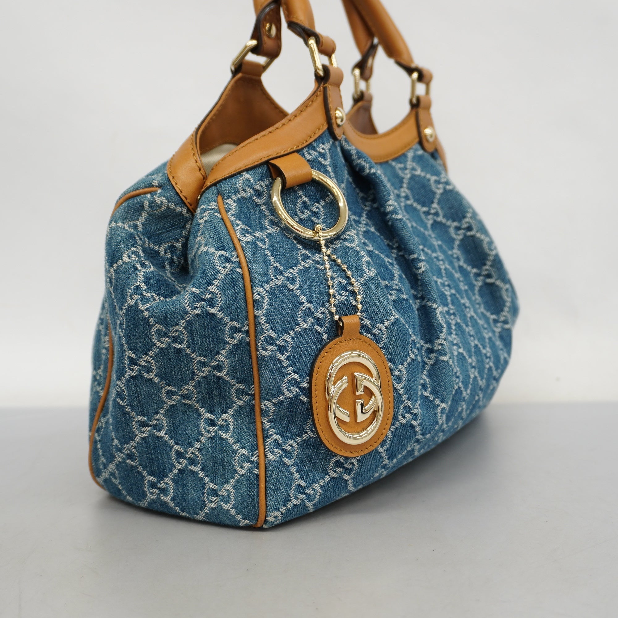 Gucci Sukey GG Denim 211944 Women's Denim HandBag Blue