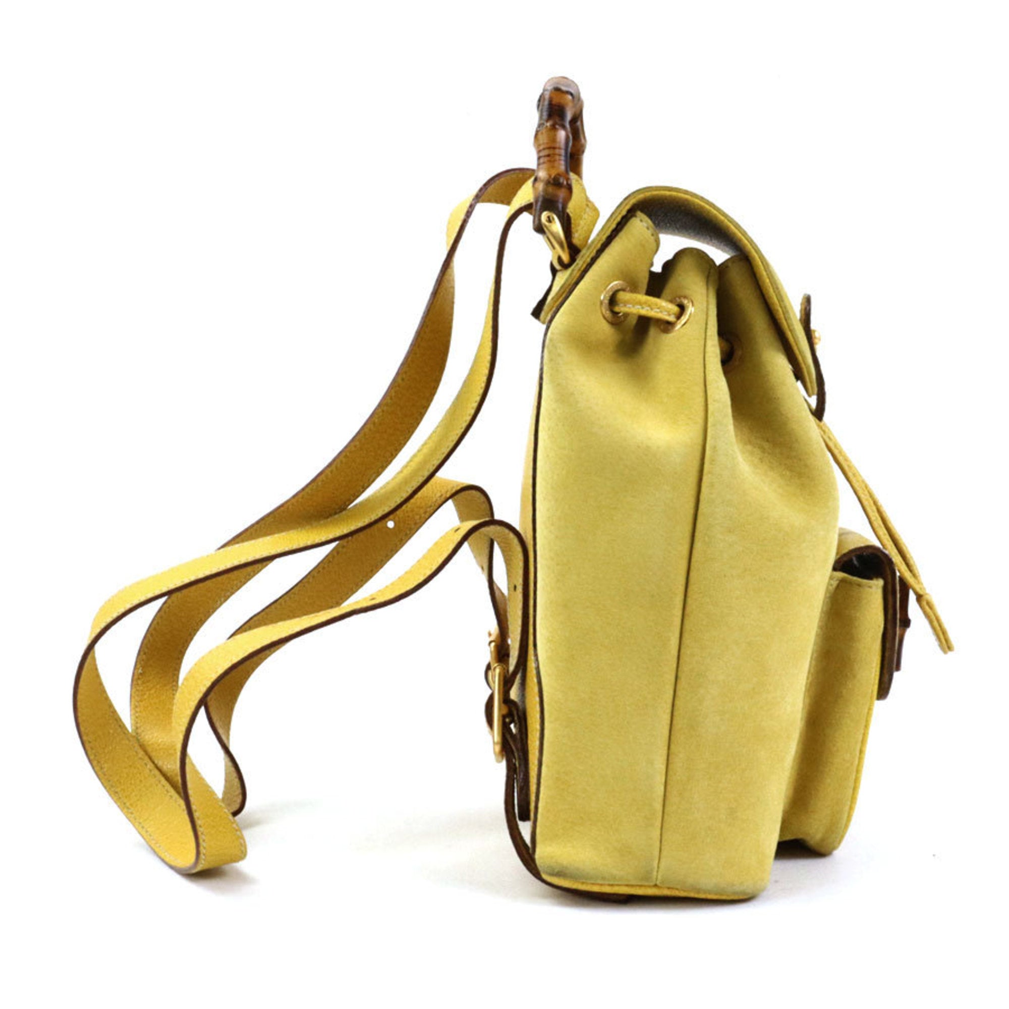 Gucci Backpack Bamboo SuedeLeather Yellow Gold Women's e56051f
