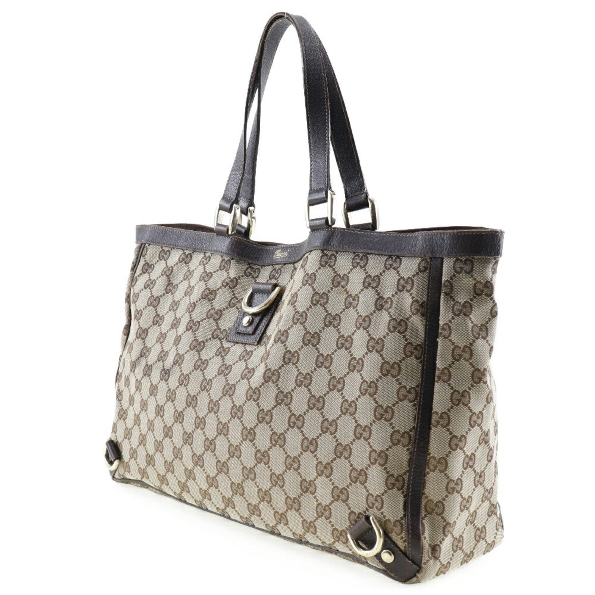 Gucci Abbey Tote Bag 141472 GG Canvas x Leather BeigeBrown Ladies