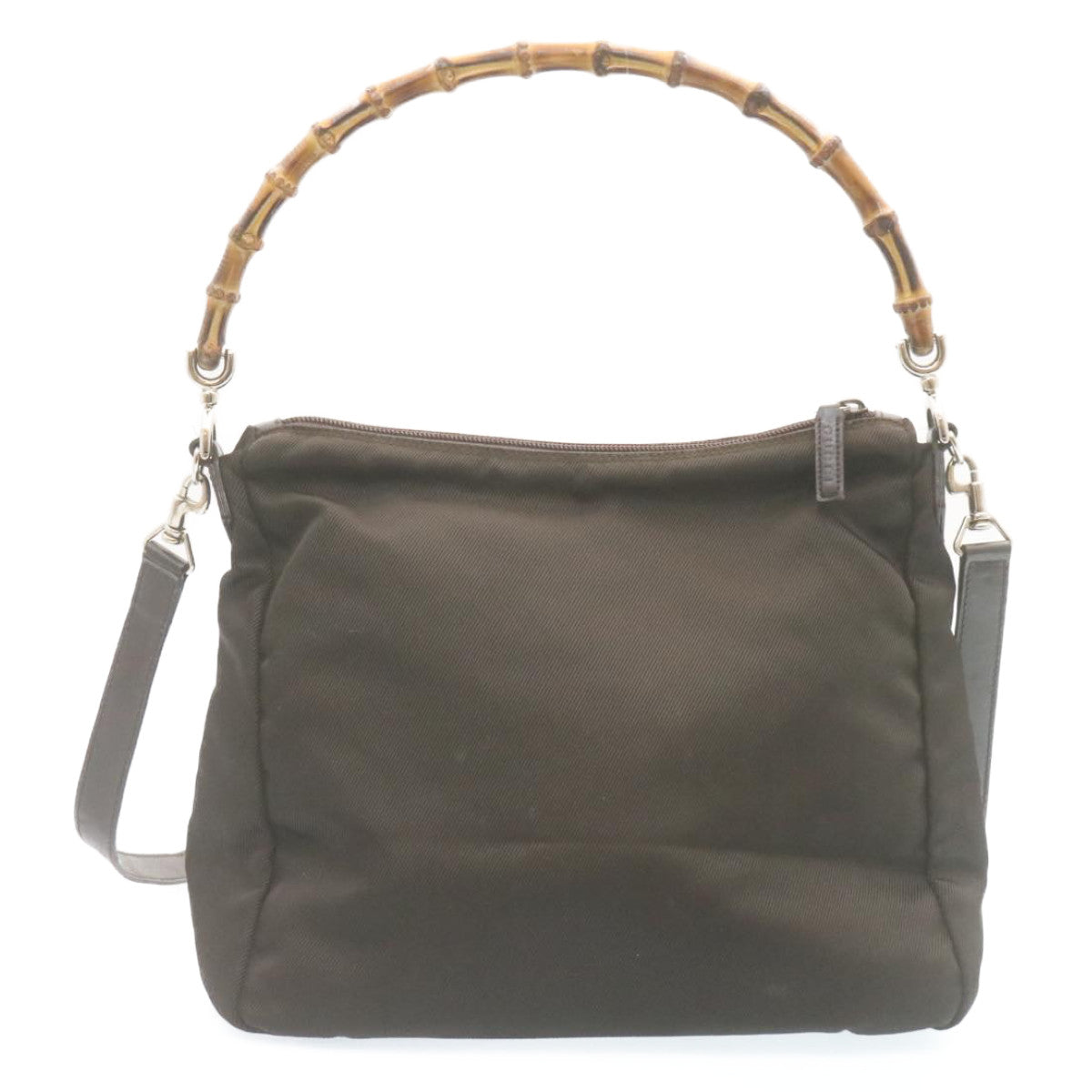 Gucci Bamboo 2Way Shoulder Bag Nylon Dark Brown ki1593