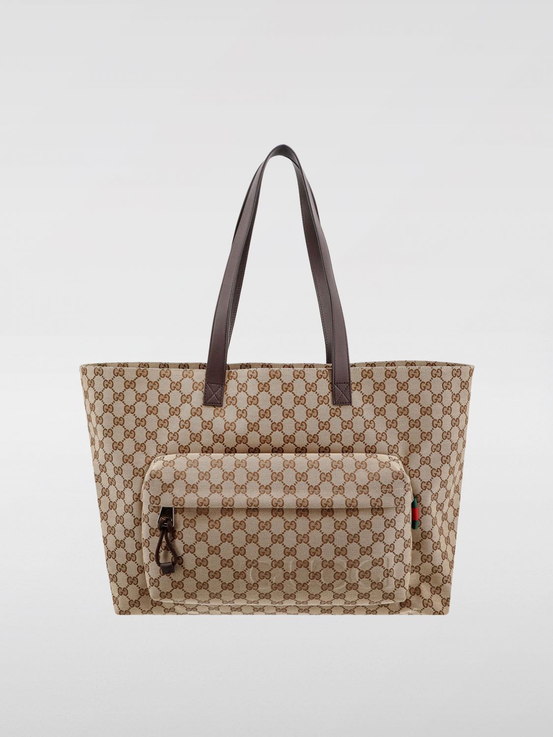 Large GG tote bag in beige and dark brown GG canvas, Gucci Bags Men Beige Men