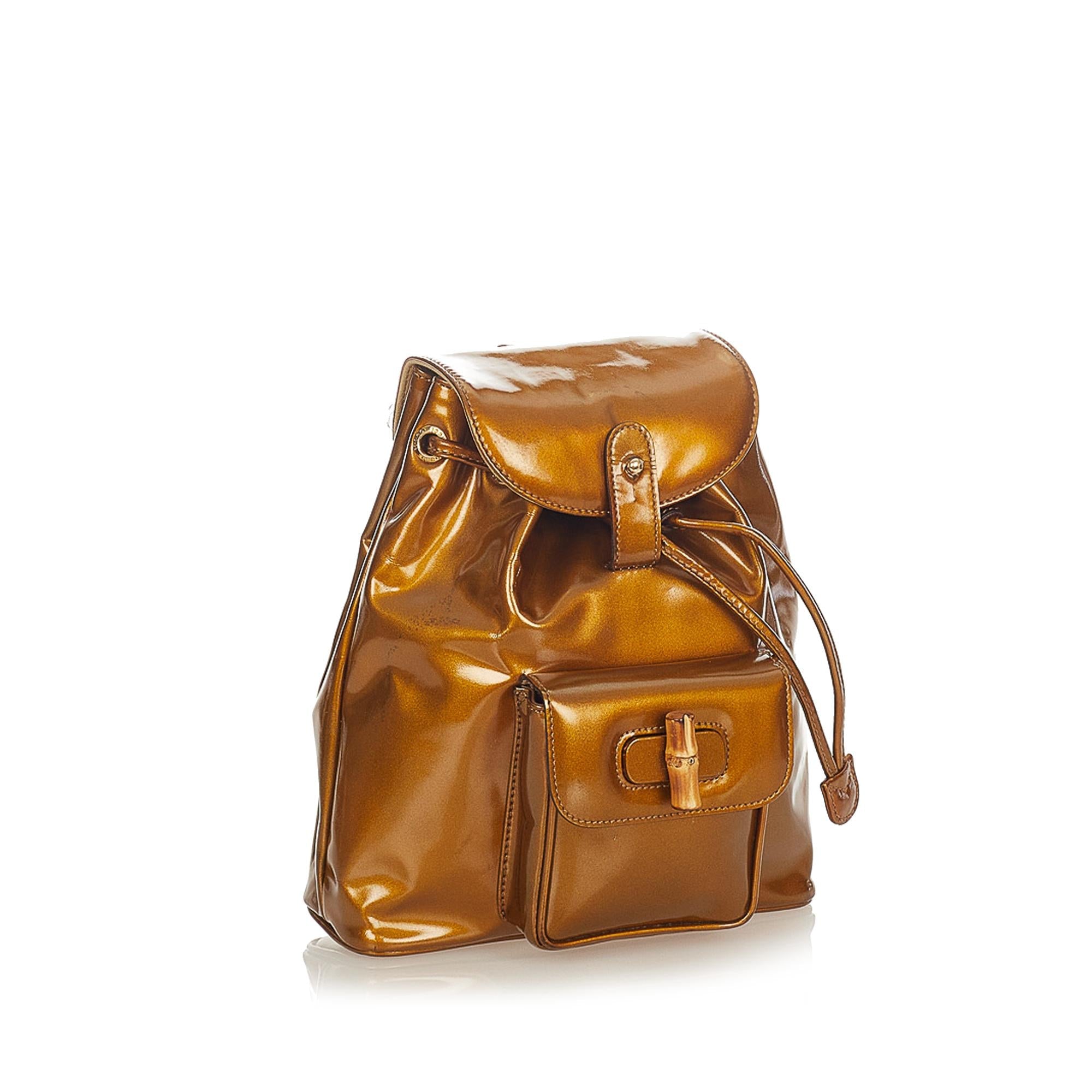 Gucci Bamboo Patent Leather Backpack SHG25222