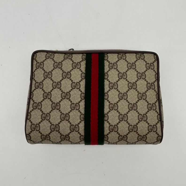 Gucci Beige Multicolor Canvas Leather Medium Clutch & Wristlet