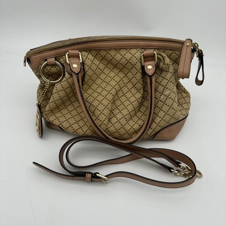 Gucci Beige Canvas Leather TwoWay HandBag Medium