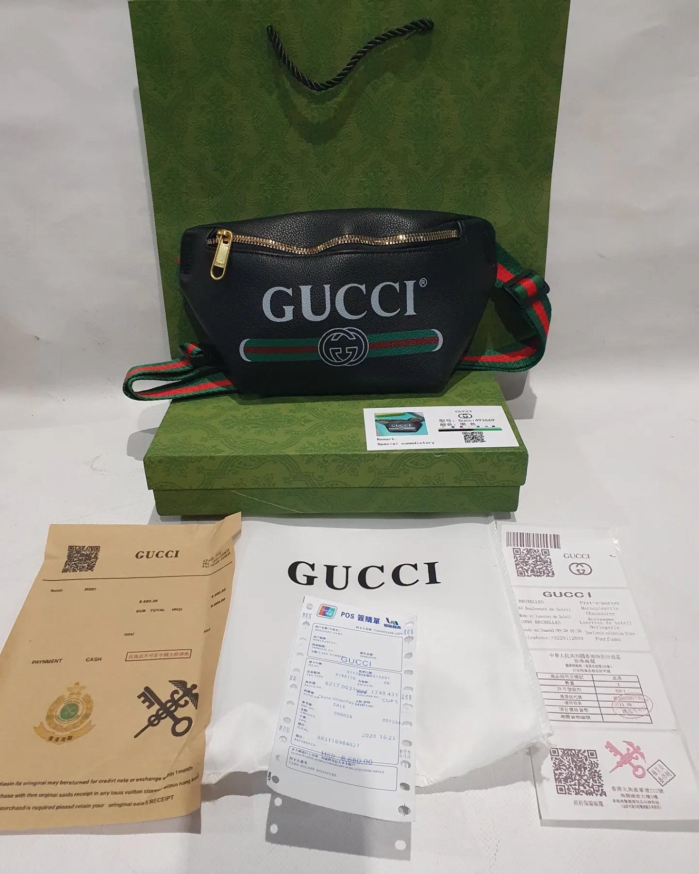 Gucci Print Belt Bag Vintage Logo Small Black, gucci Bum Bag Fanny Pack
