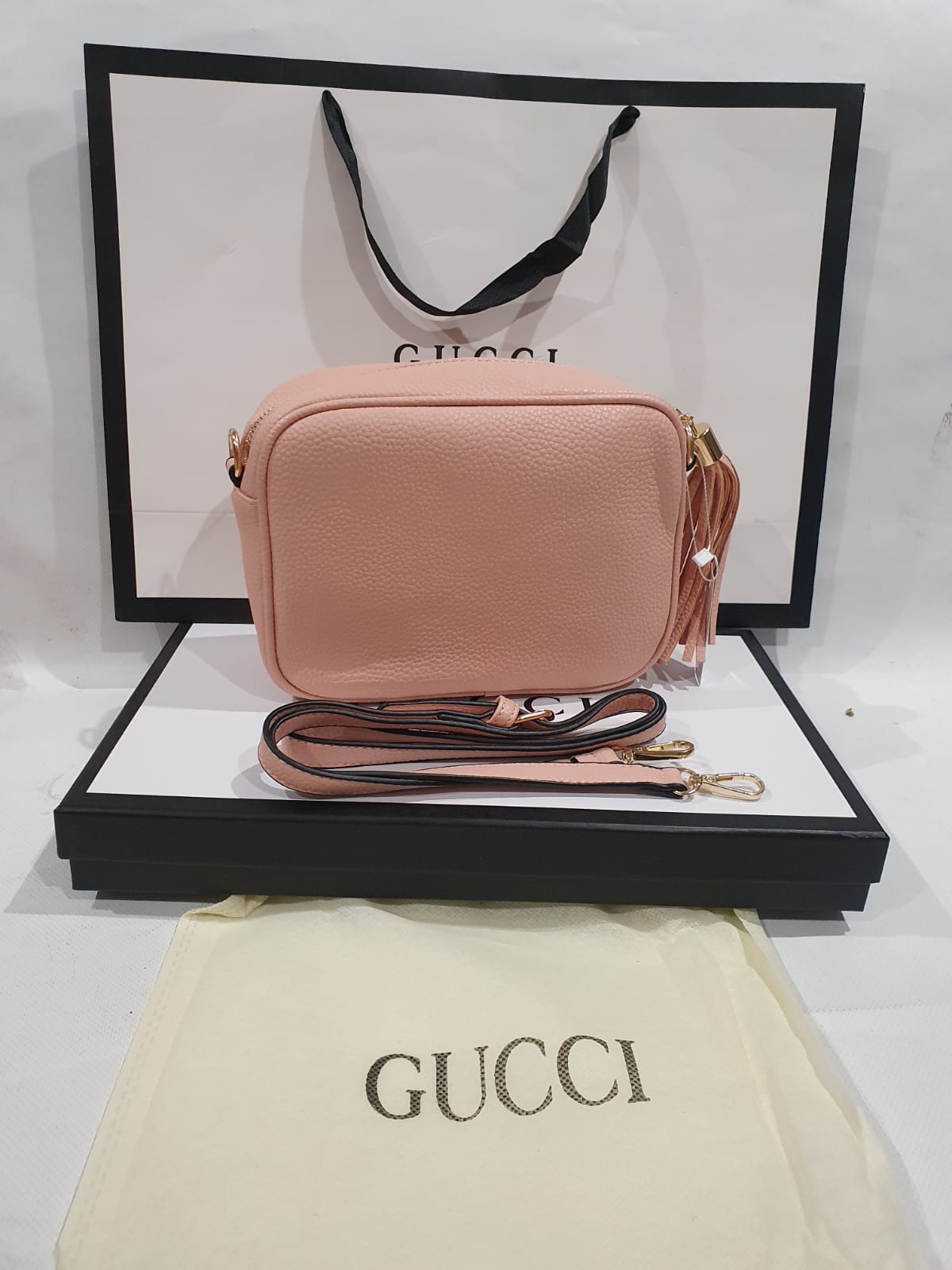 Gucci Blondie Leather Shoulder Bag Women Blush Crossbody Bags