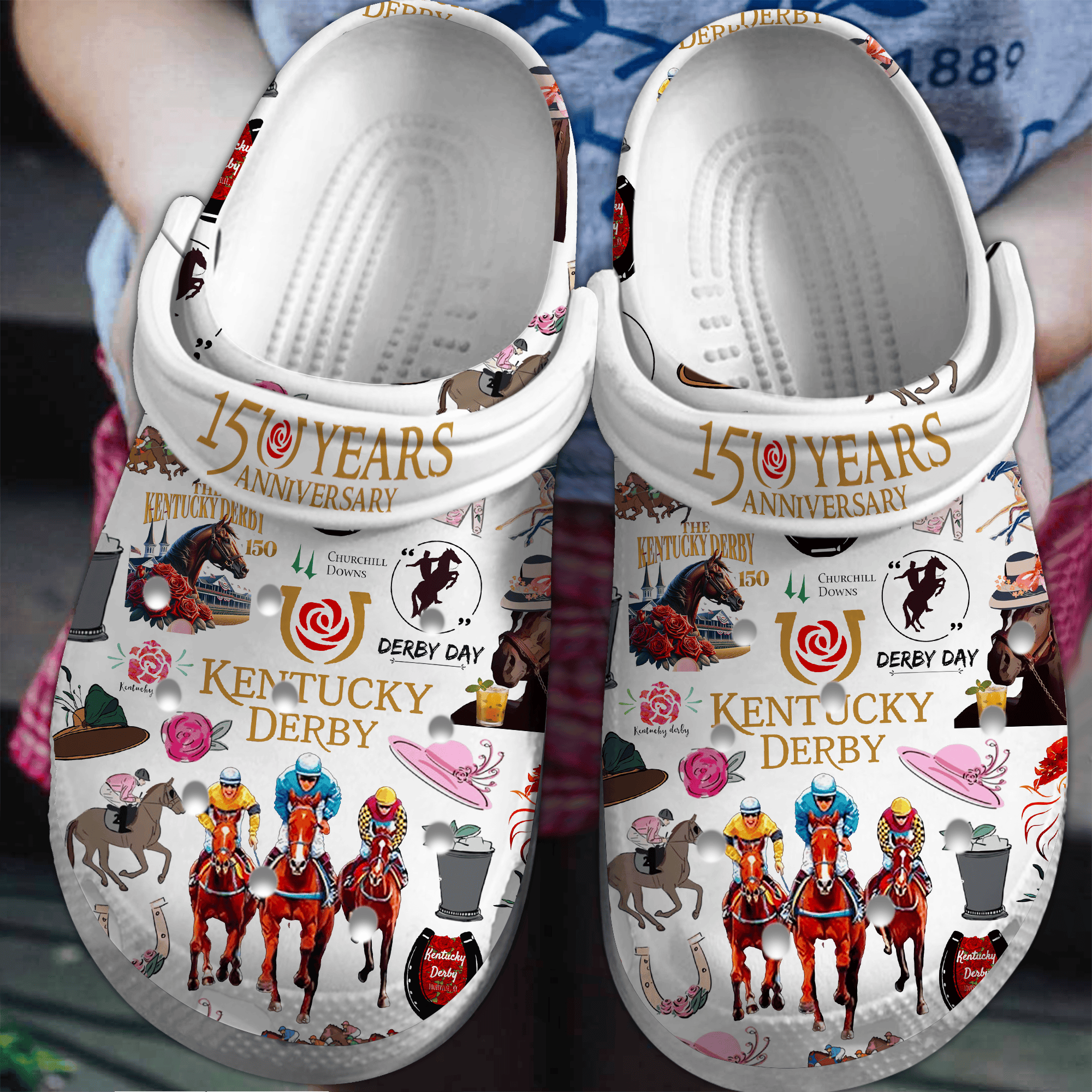 15 Years Anniversary Kentucky Derby Sport Custom Crocs Shoes for Men Women and Kids
