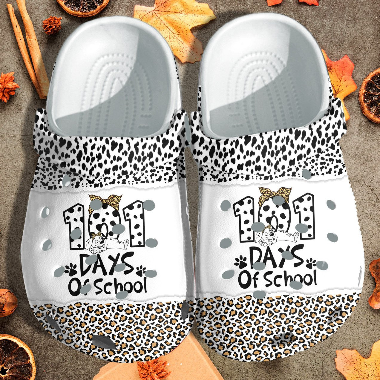 101 Days Of School Leopard Cowhide Gift Crocs Comfortable Clogs Shoes For Men And Women
