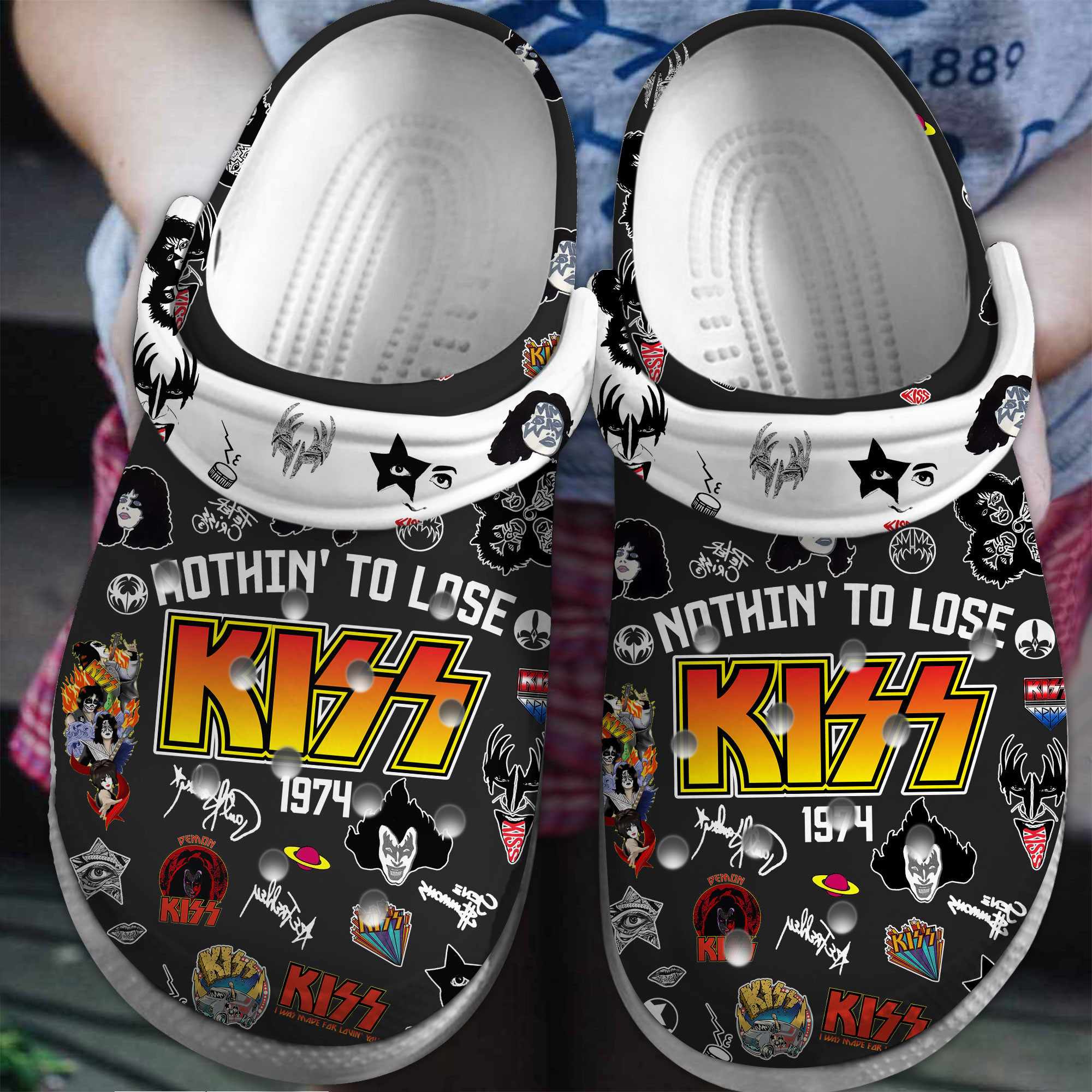 Kiss Nothing To Lose Music Clogs Shoes Black