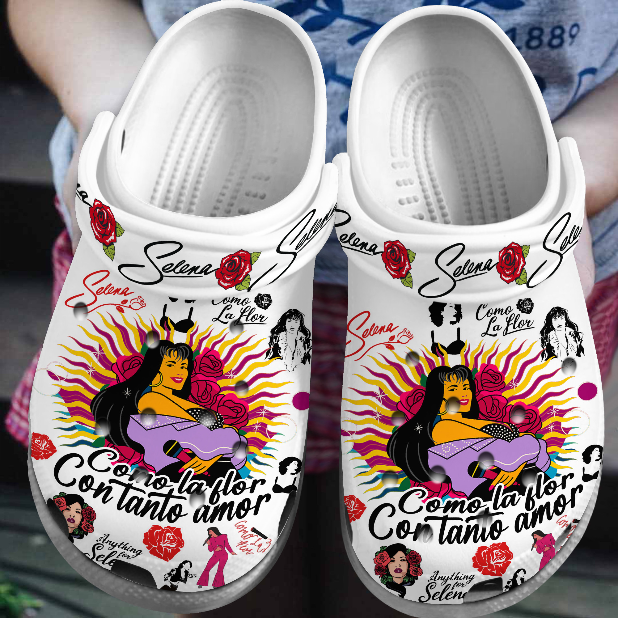 Selena Como La Flor Music Crocs Crocband Clogs