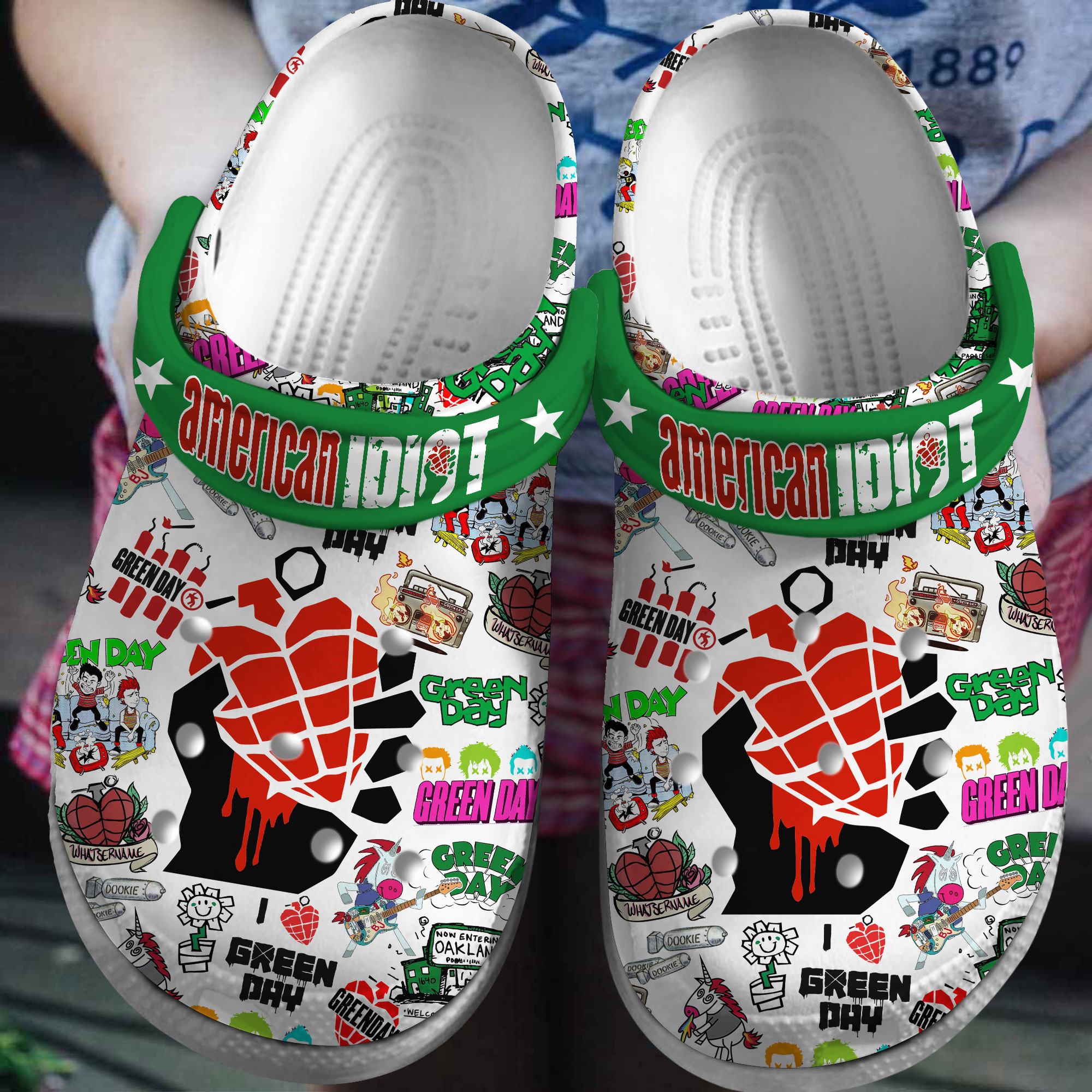 Green Day American Idiotmusic Crocs Crocband Clogs Shoes