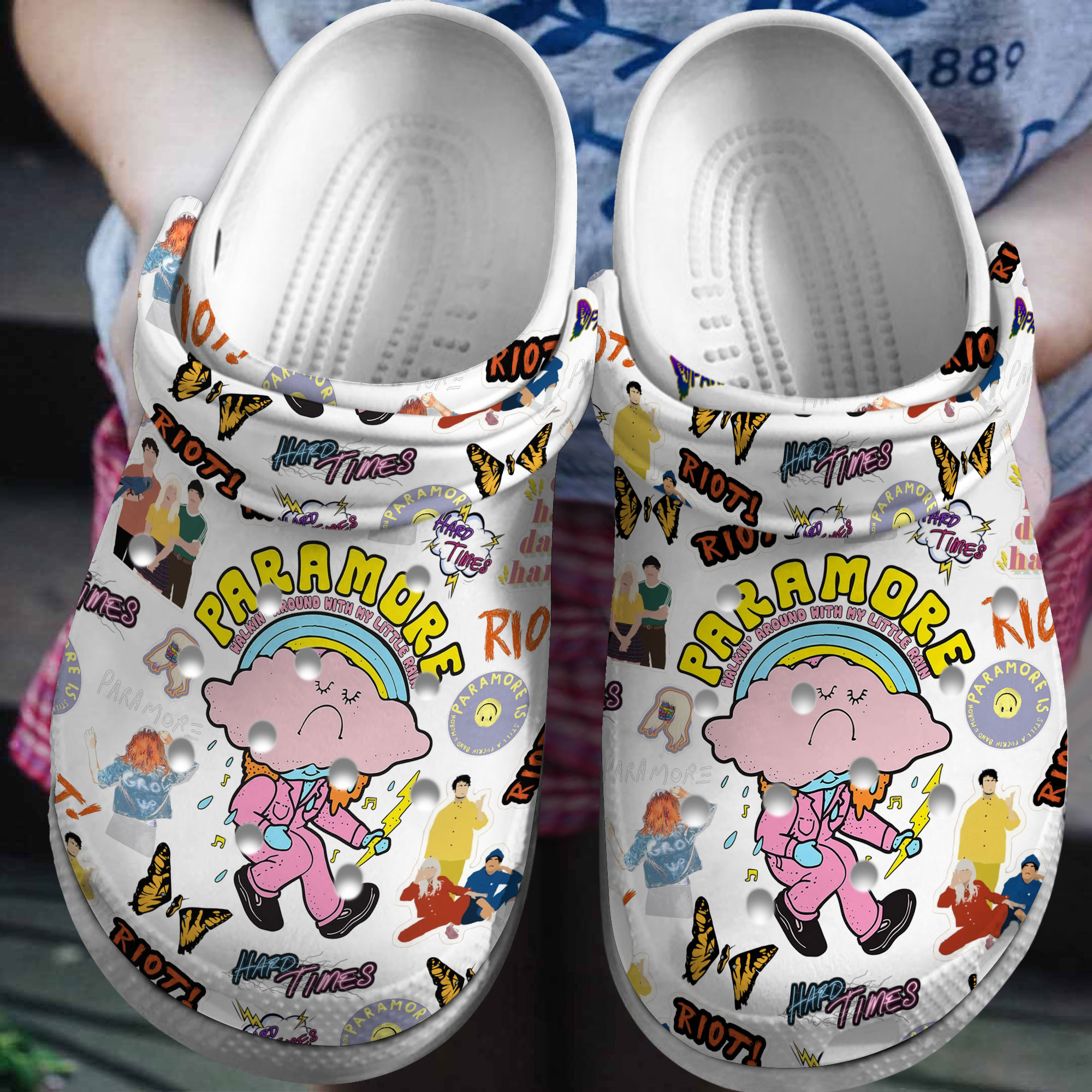 Paramore Hard Times Music Crocs Crocband Clogs Shoes