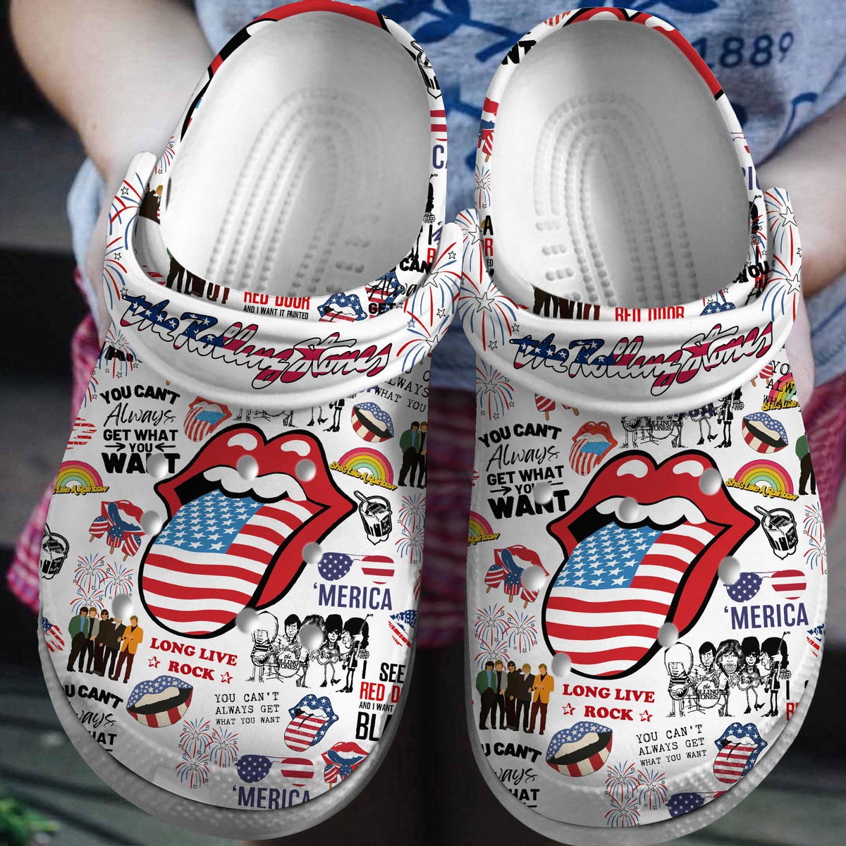The Rolling Stones Music Band Crocs Crocband Clogs