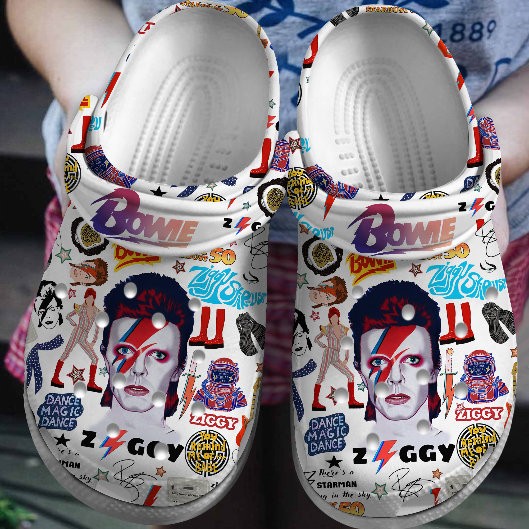 David Bowie Music Crocs Crocband Clogs