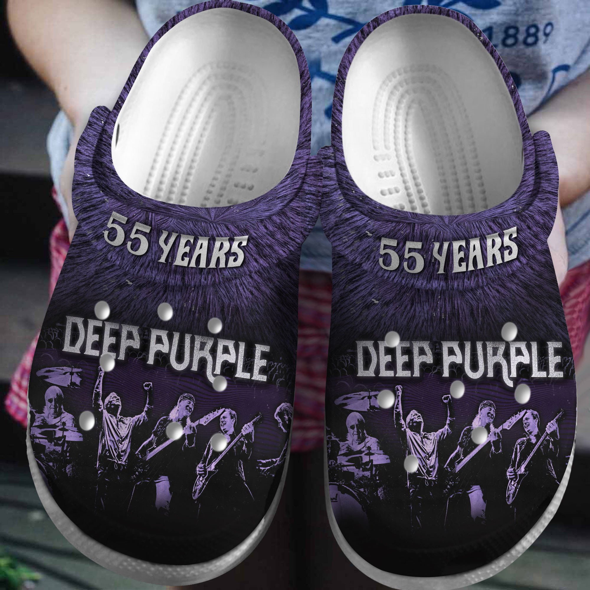 Deep Purple Music Crocs Crocband Clogs Shoes SZ12 Comfortable For Men Women And Kids
