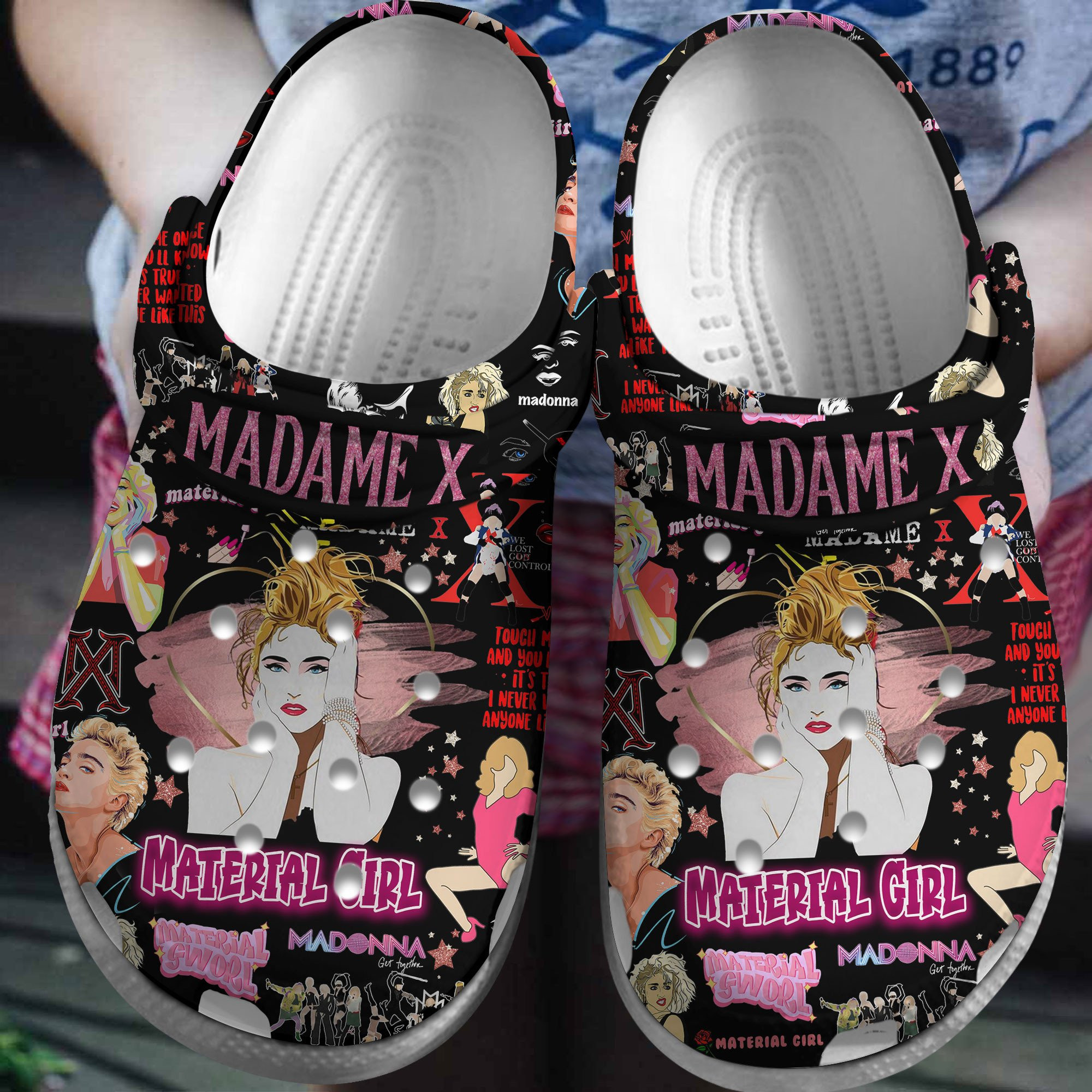 Madonna Material Girl Music Crocs Crocband Clogs Shoes