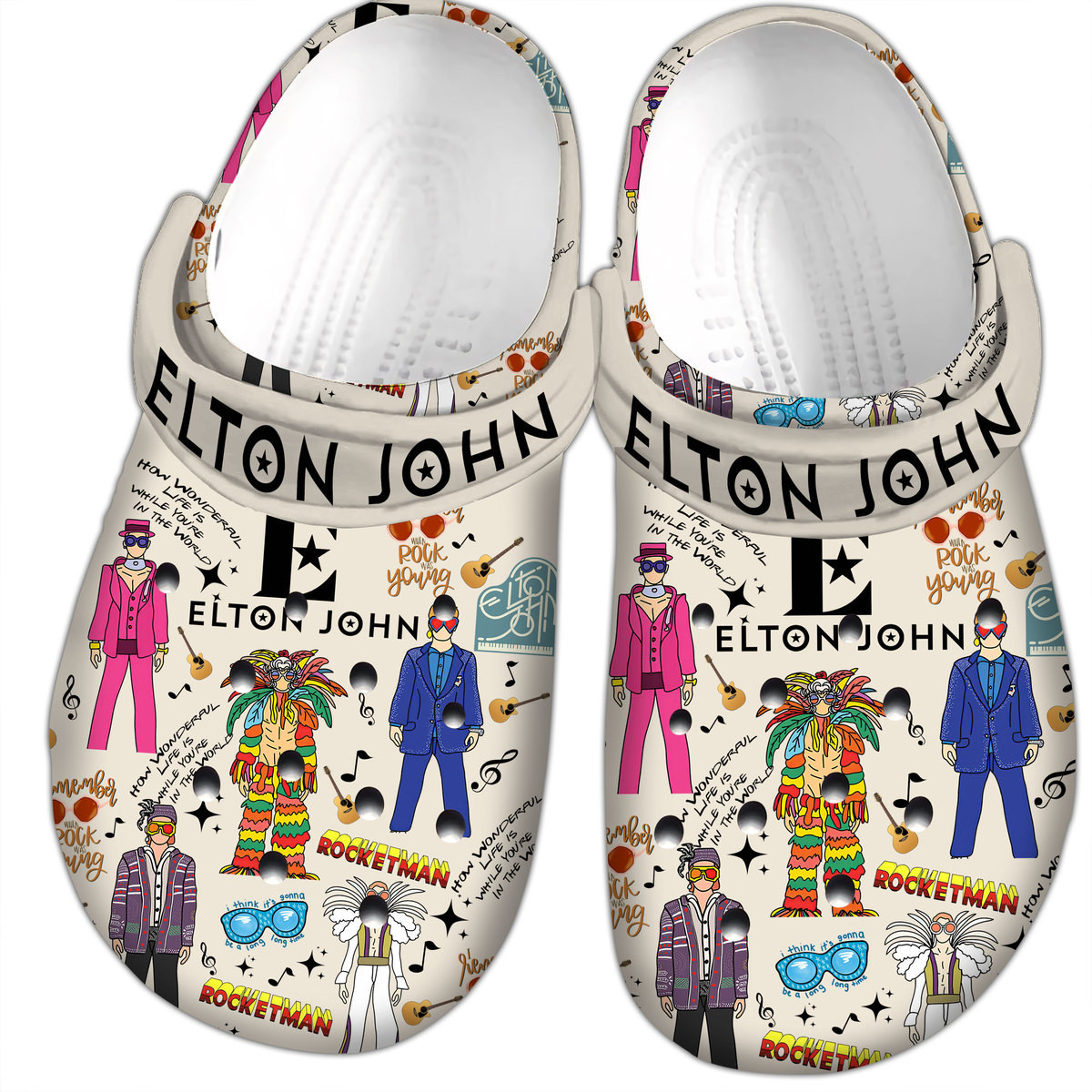Elton John Music Crocs Crocband Clogs Shoes