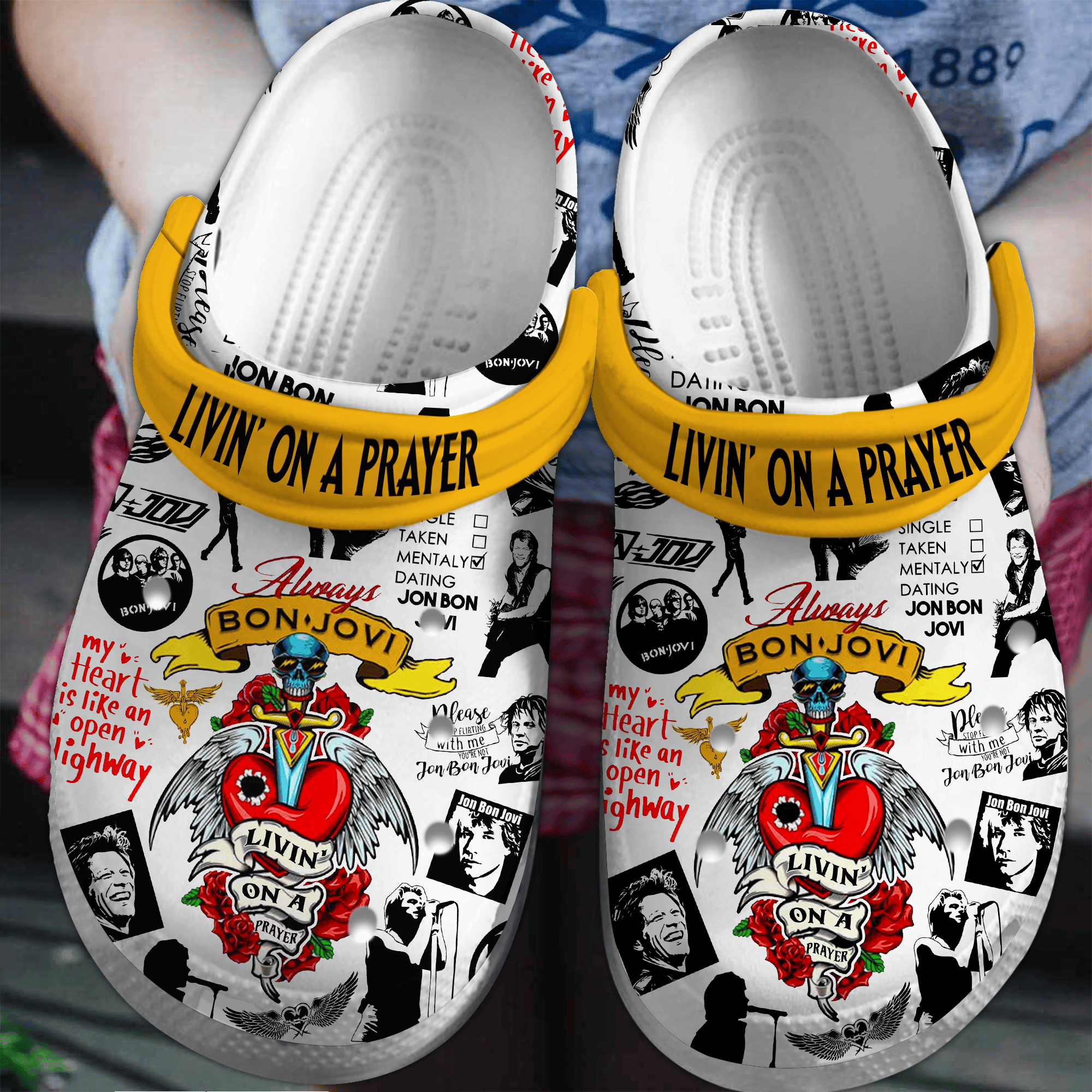 Livin’ On A Prayer Bon Jovi Music Crocs Crocband Clogs Shoes