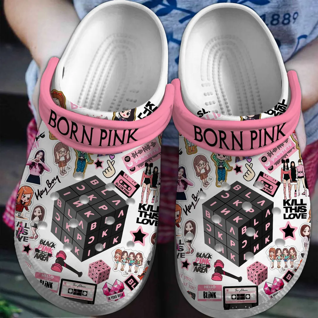 Black Pink Music Crocs Born Pink Hey Boy Clogs