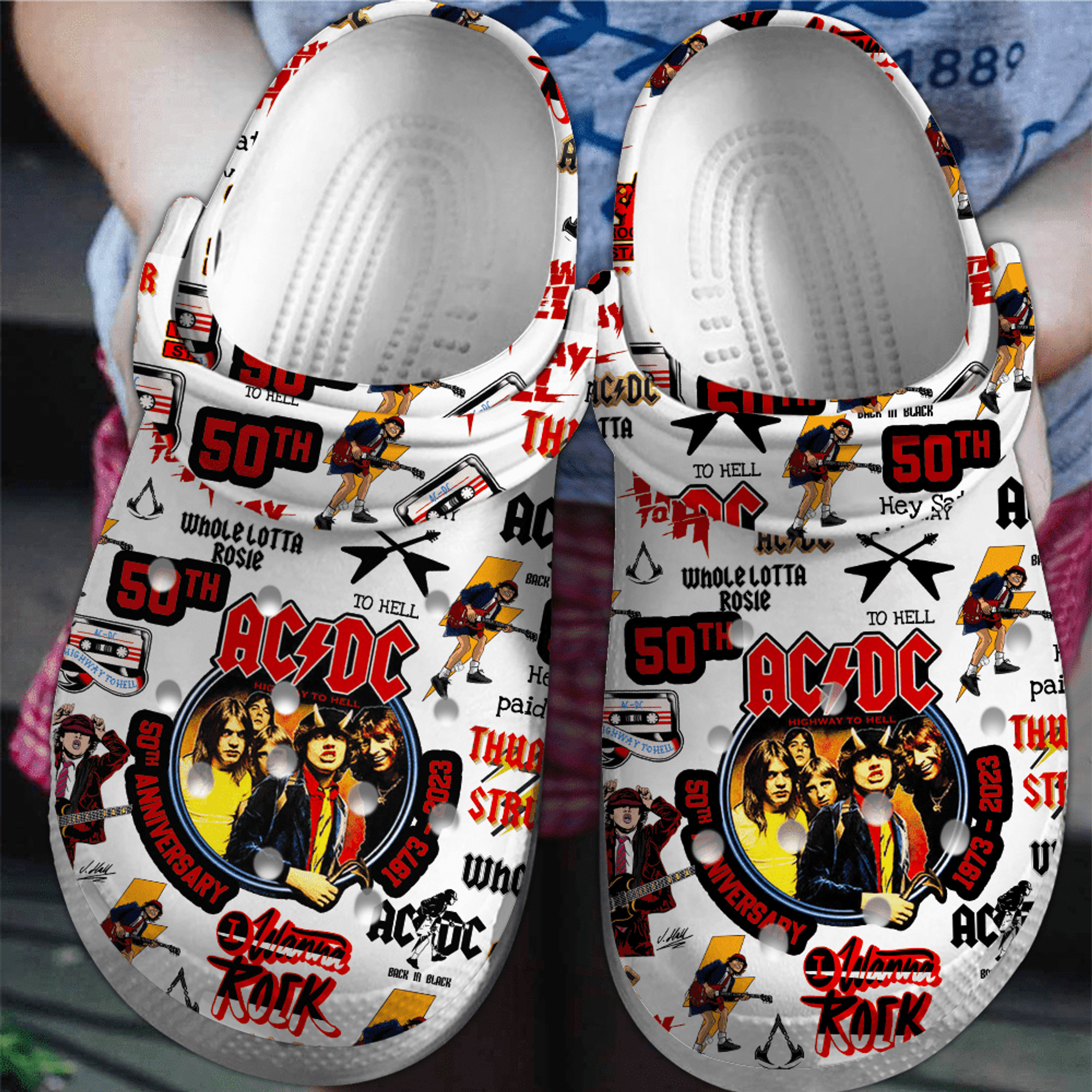 Acdc 50Th Anniversary Band Crocs Crocband Clogs Shoes