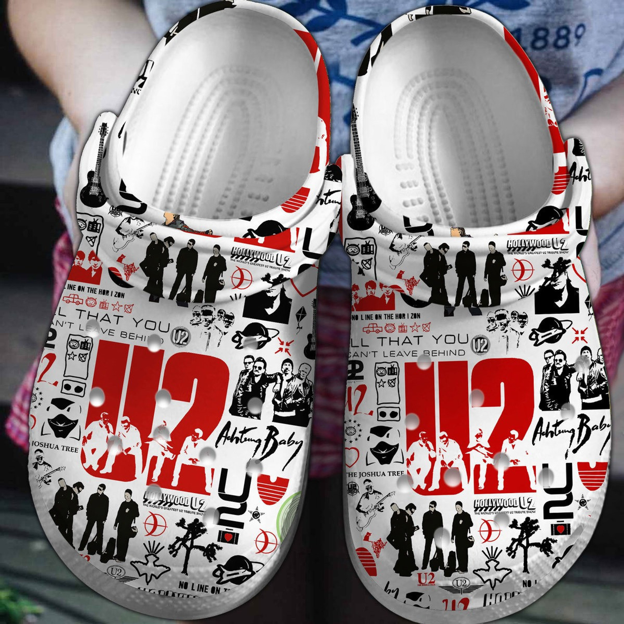 U2 Rock Band Crocs Crocband Clogs Shoes