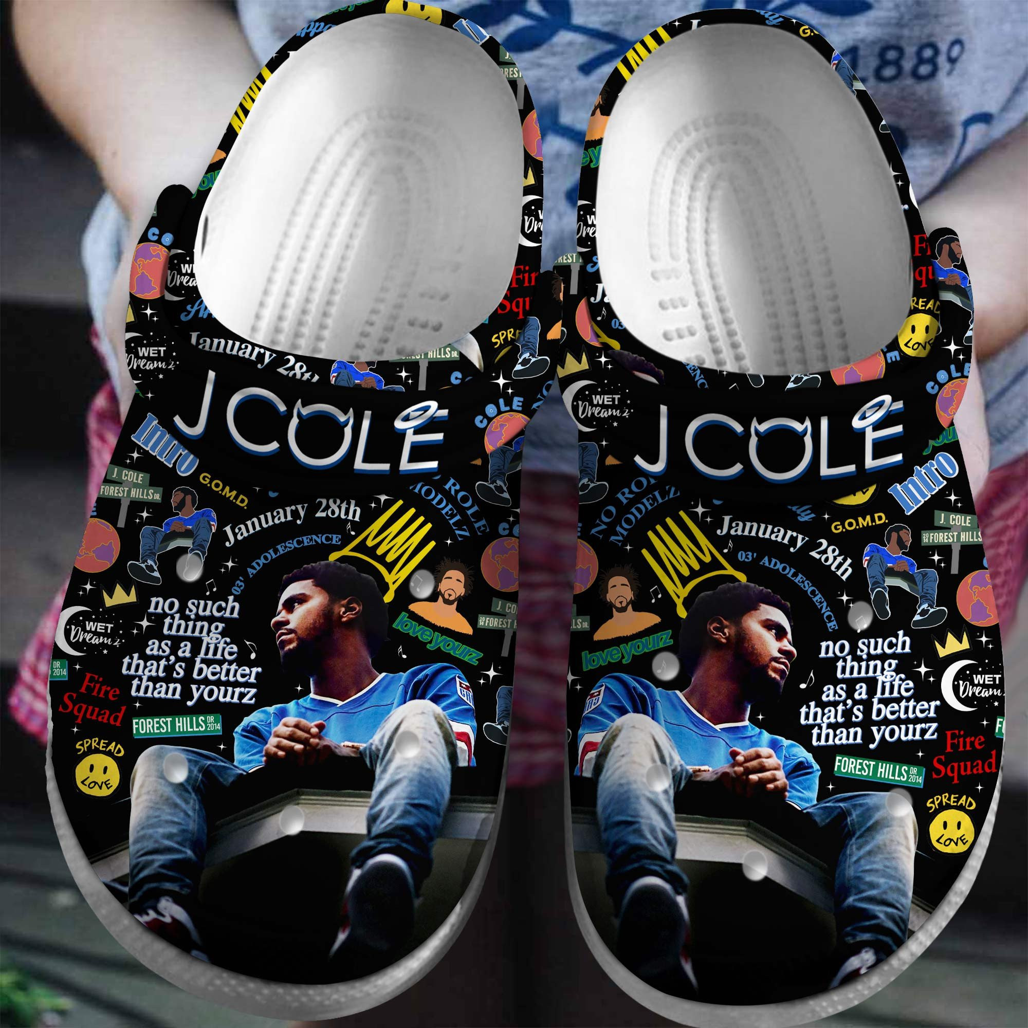J Cole Rapper Crocs Crocband Clogs Shoes Comfortable For Men Women